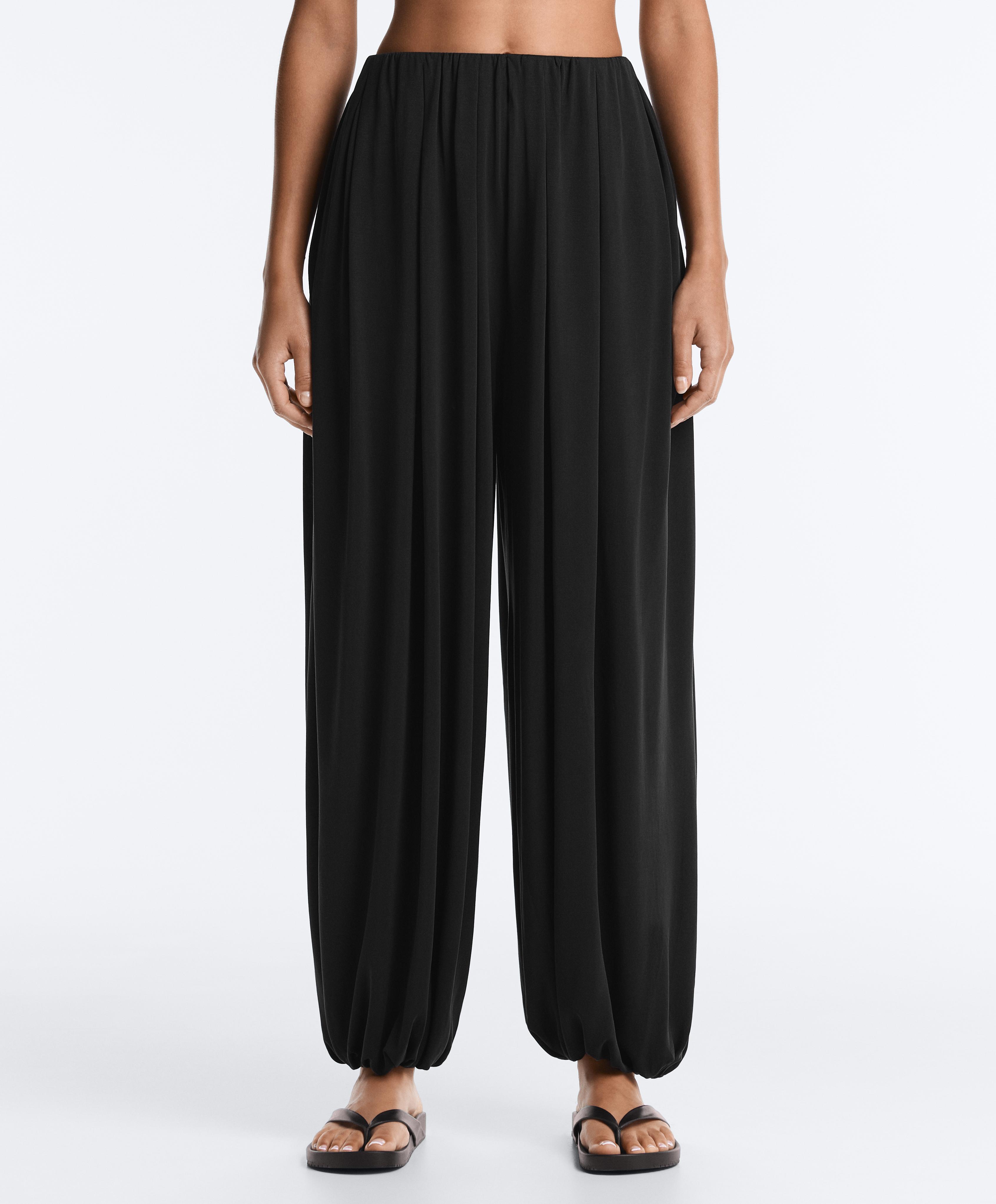 Modal blend Balloon trousers — BLACK