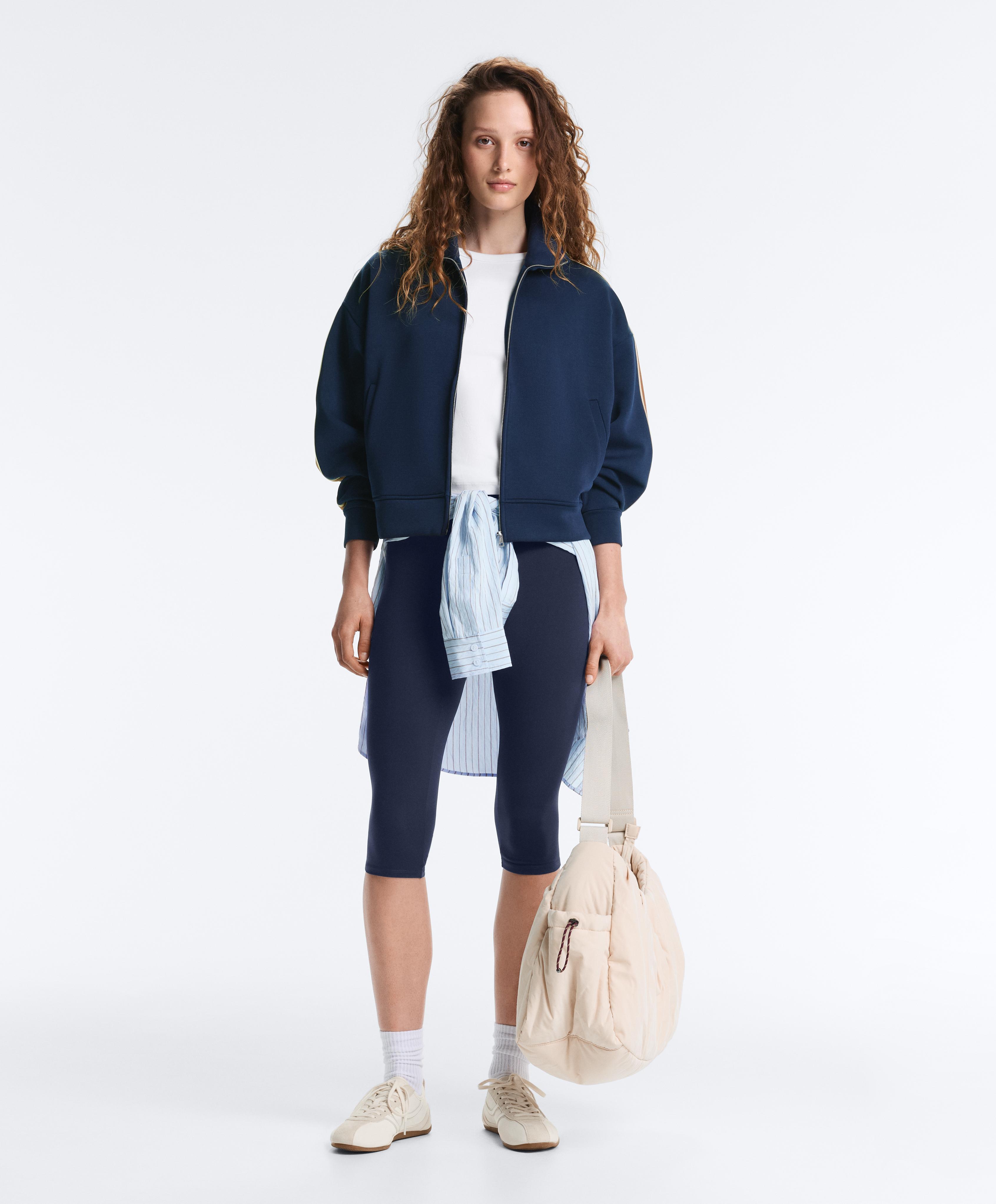 Twill jacket with side stripe — NAVY BLUE