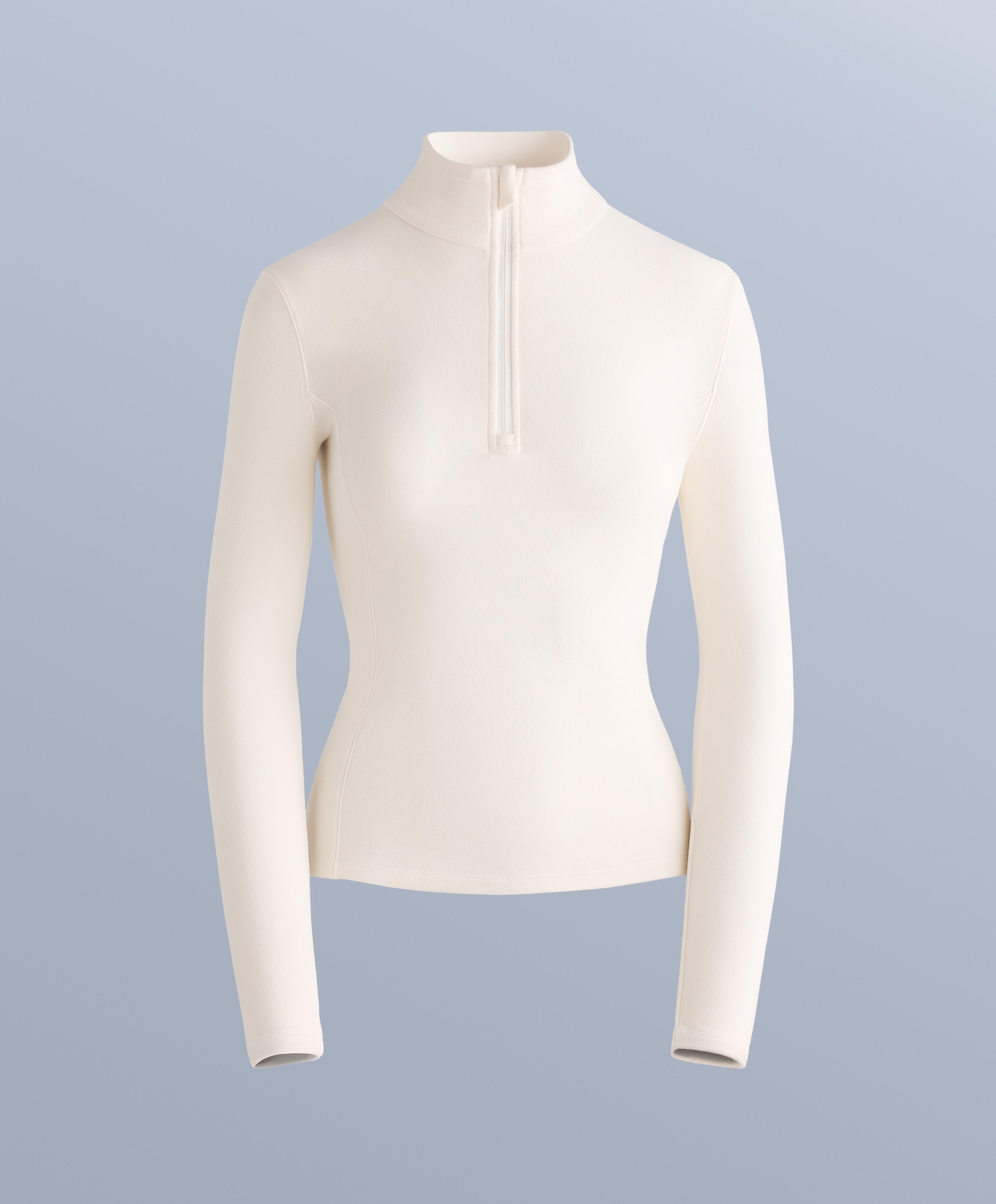 Half-zip polar thermal base layer T-shirt — PALE ECRU