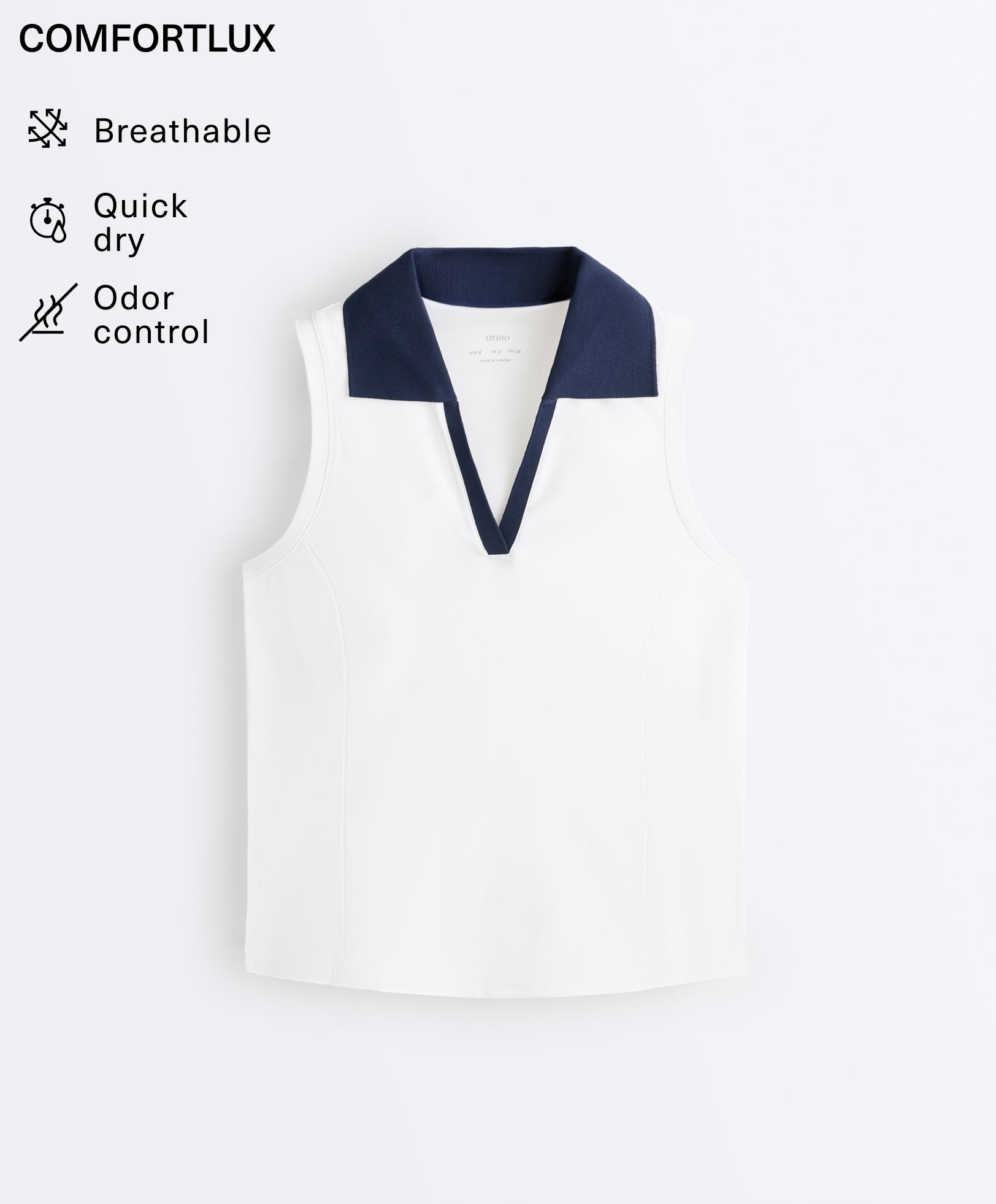 Contrast sleeveless Comfortlux polo shirt