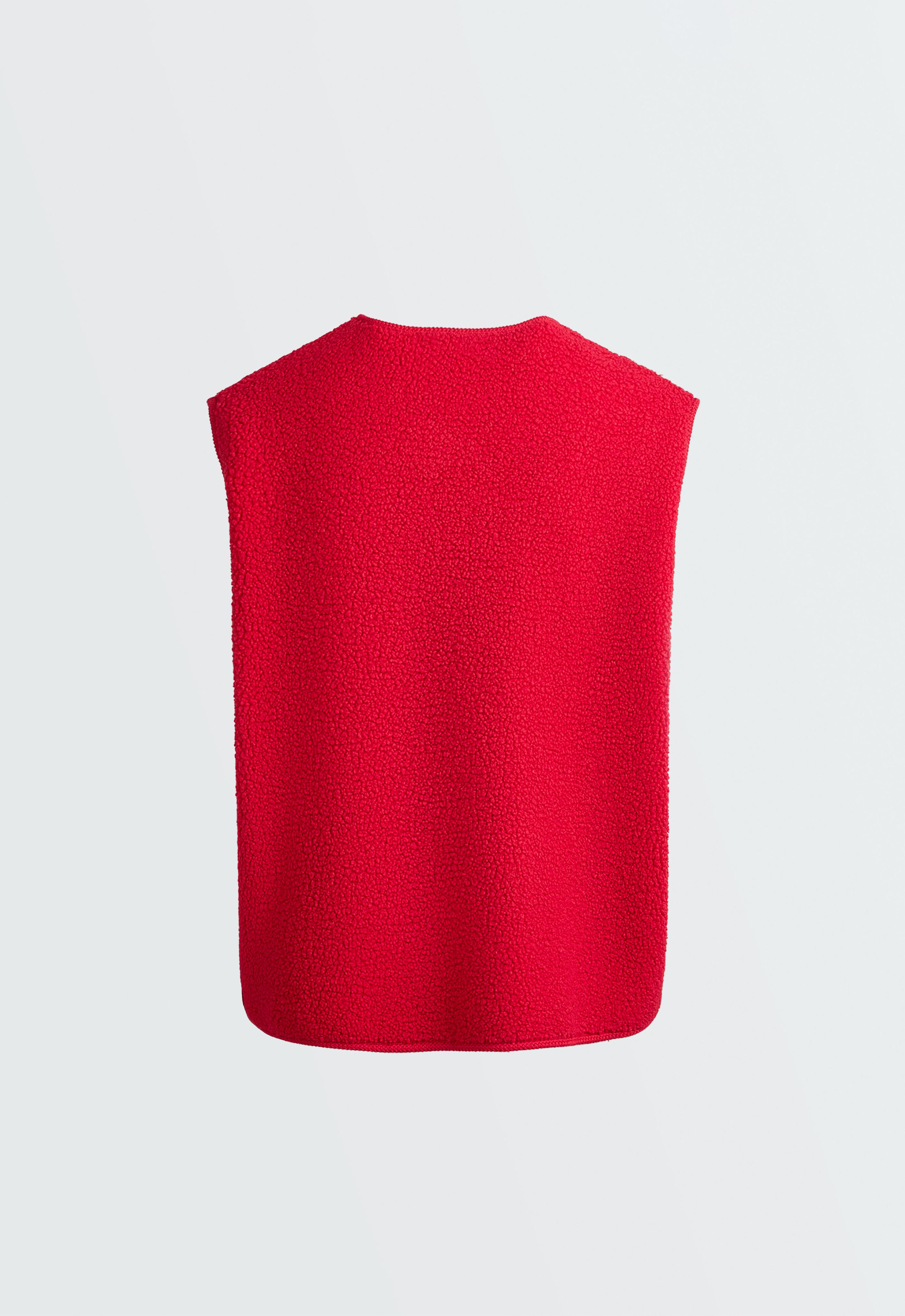 Buttoned faux-shearling gilet — STRAWBERRY