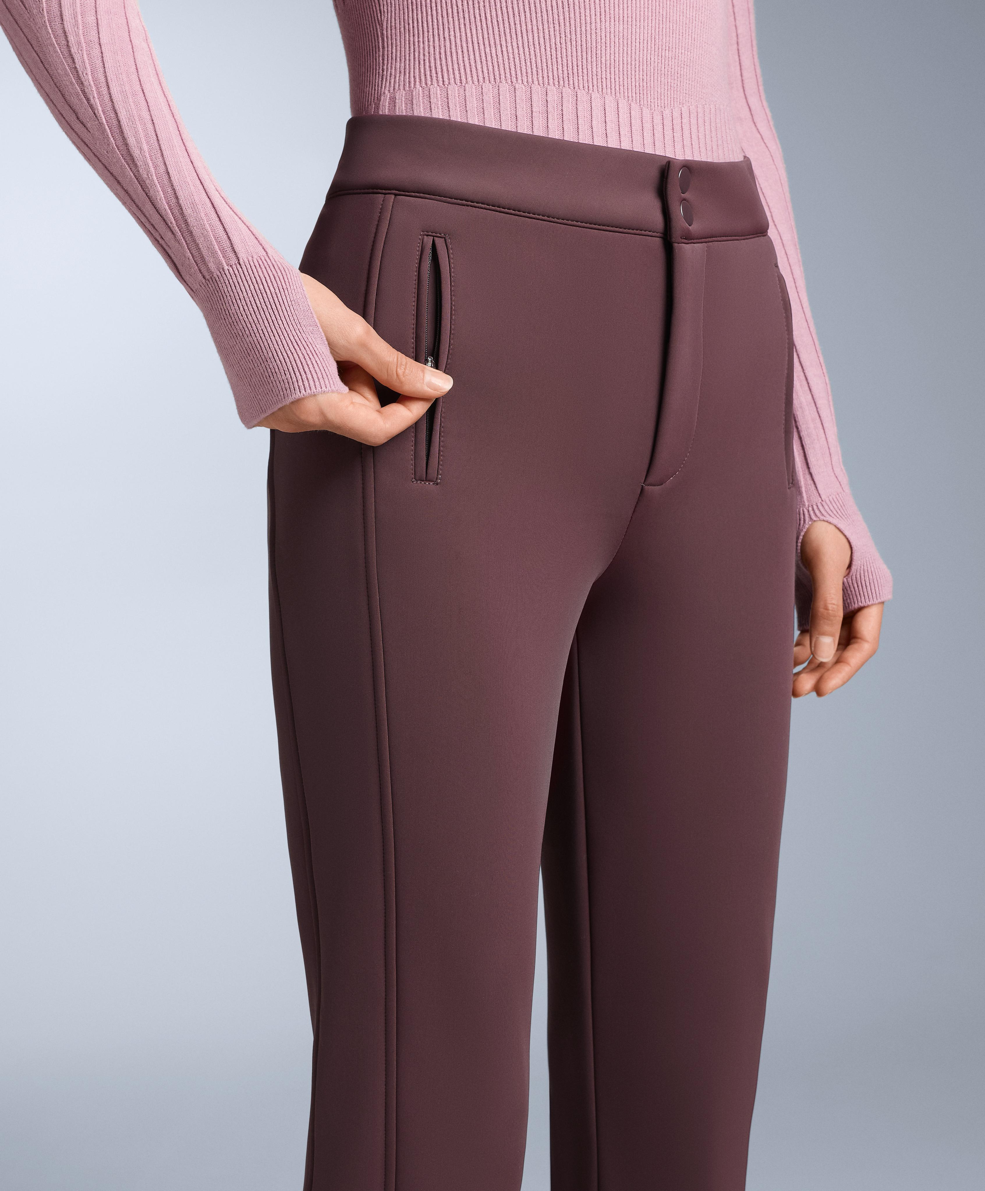 Water-resistant flare stretch SKI trousers — DARK WINE RED