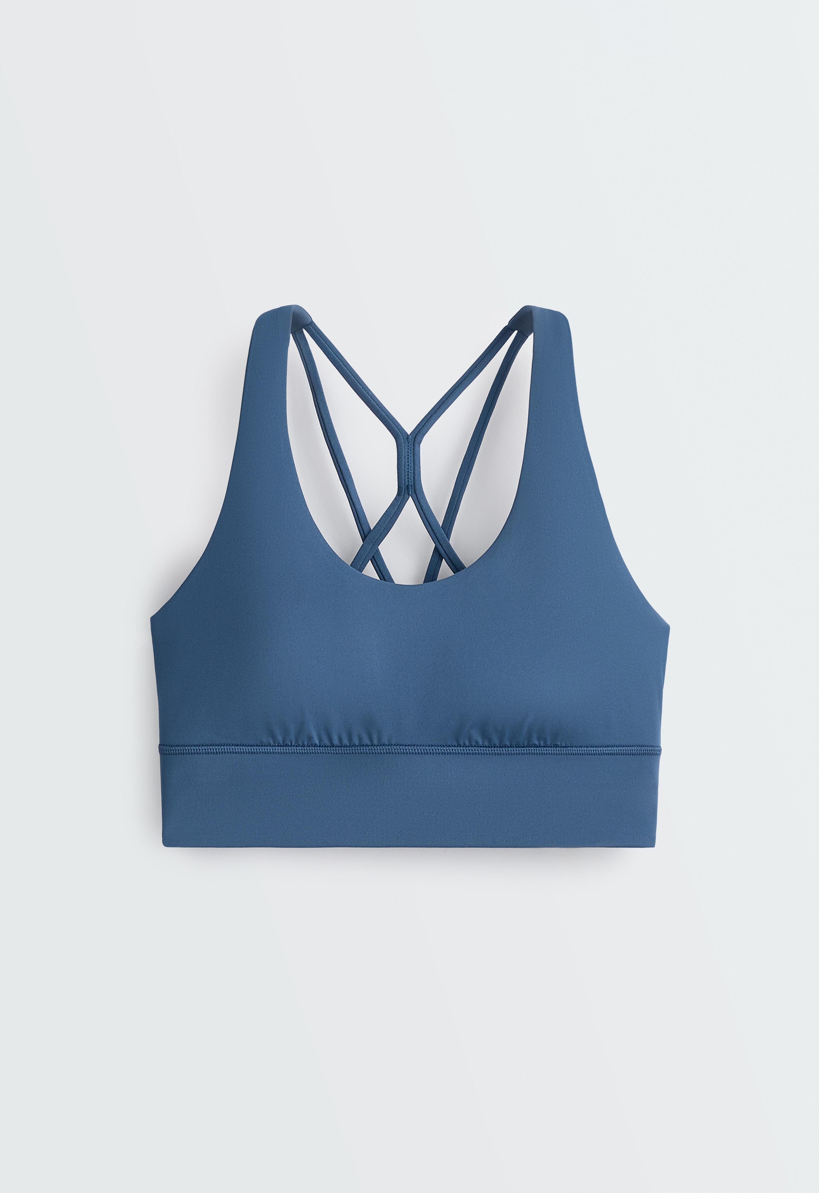 Medium-support Comfortlux sports bra with cups — MID GREY-BLUE