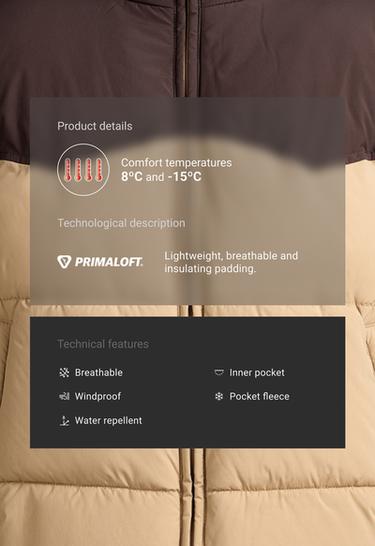 Water-repellent contrasting primaloft® padded jacket — PALE CAMEL 2