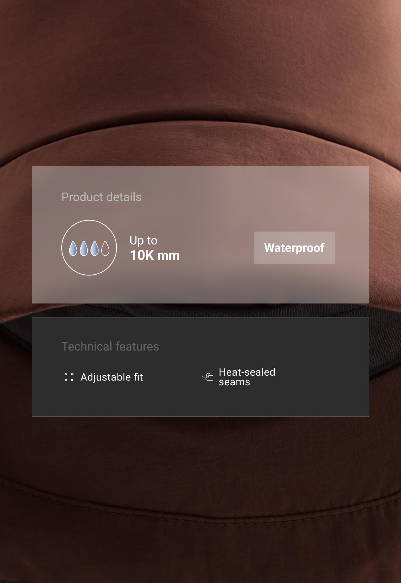 10K waterproof quilted bucket hat — BROWN