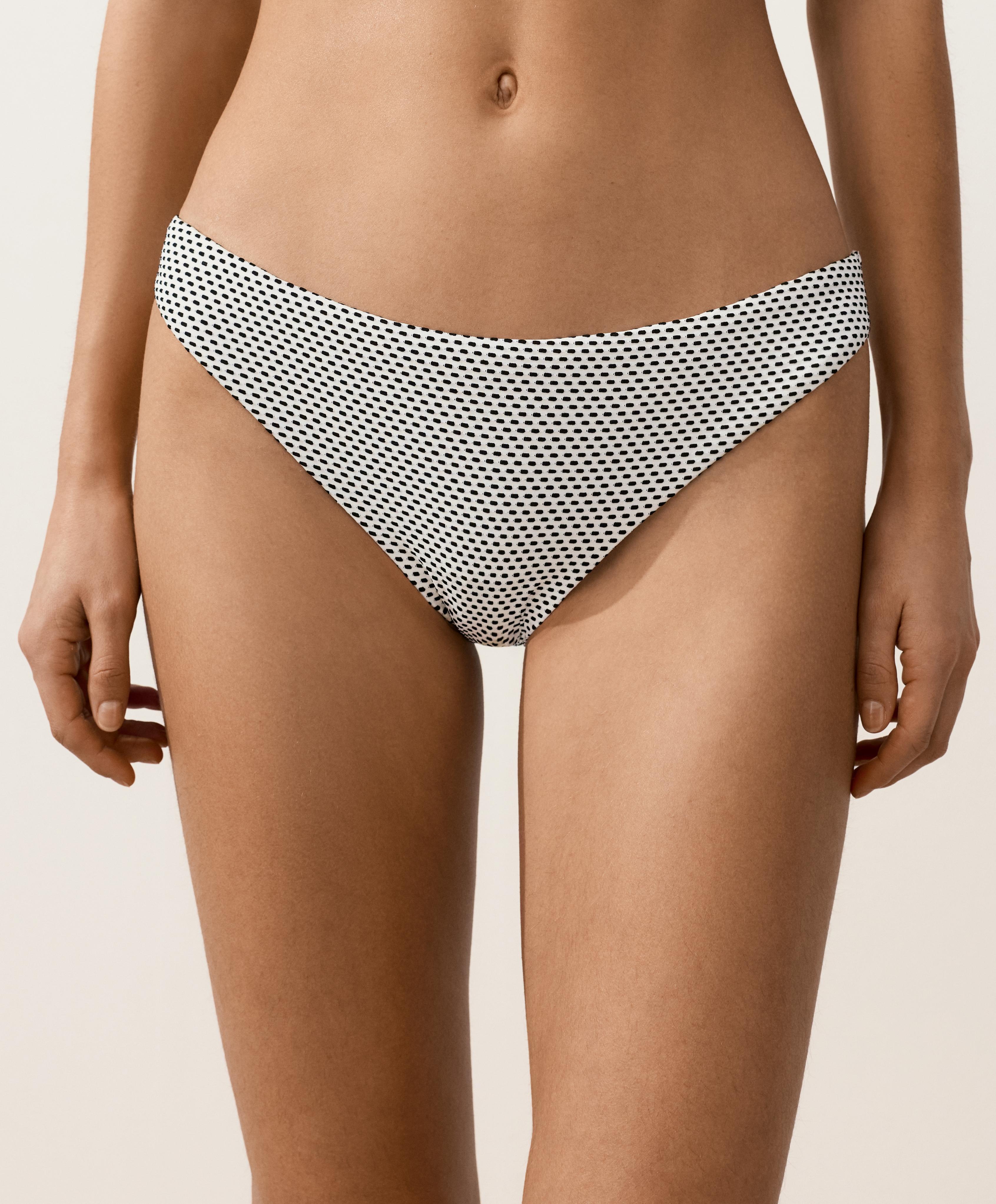 Jacquard polka dot classic bikini briefs — PALE ECRU