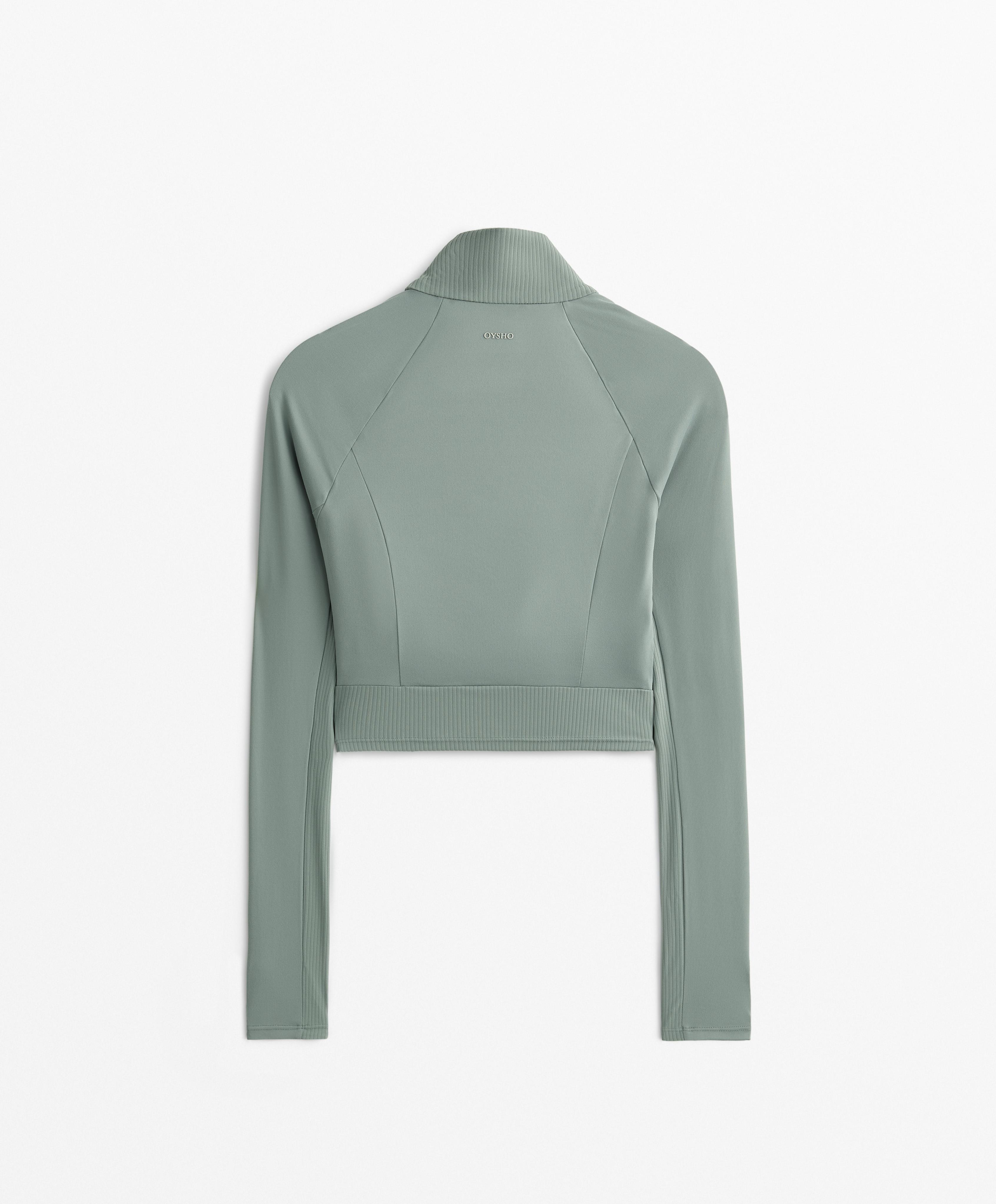 Comfortlux rib long-sleeved crop T-shirt with zip - Sale