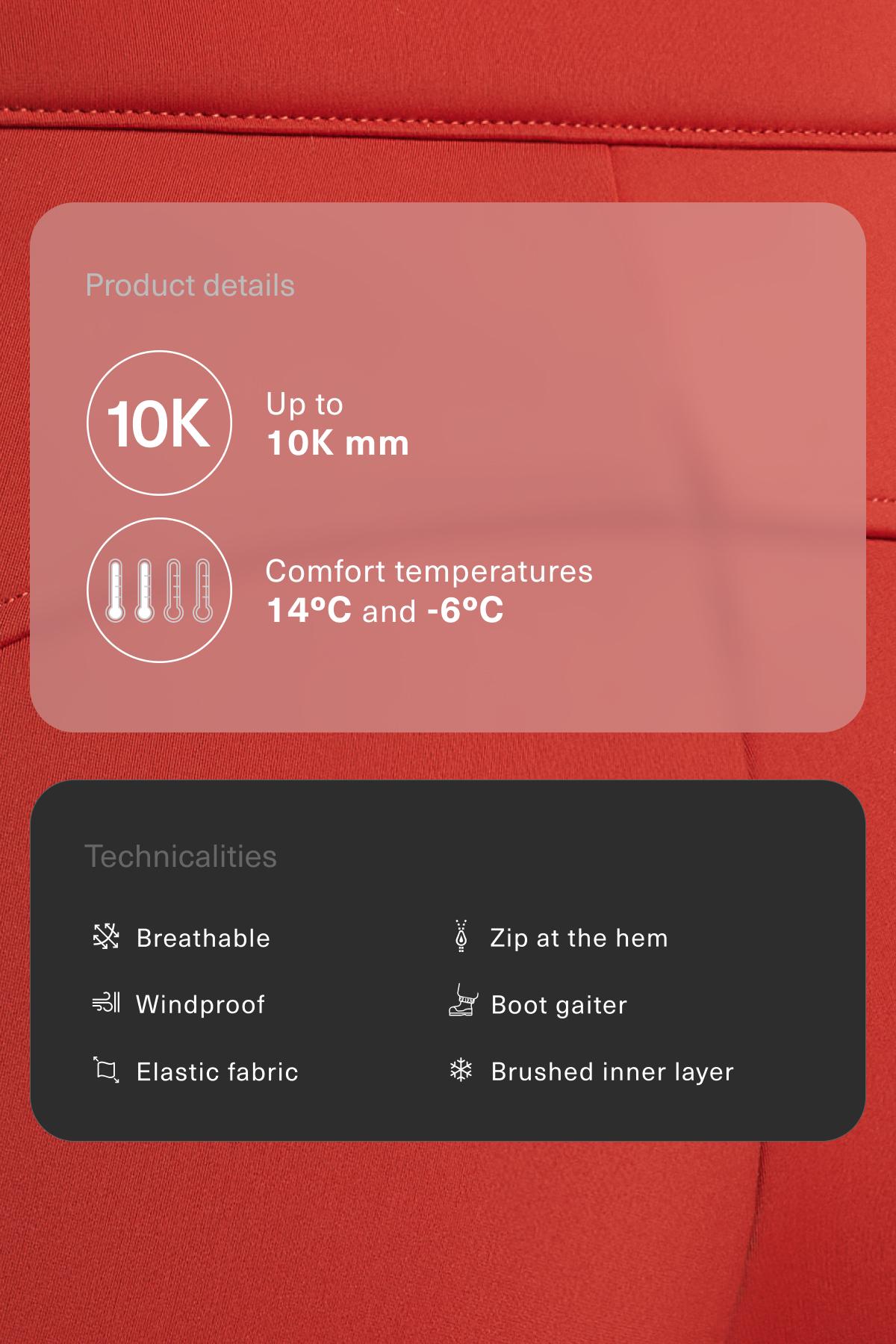 Water-resistant flare stretch SKI trousers — BRIGHT BURNT ORANGE 