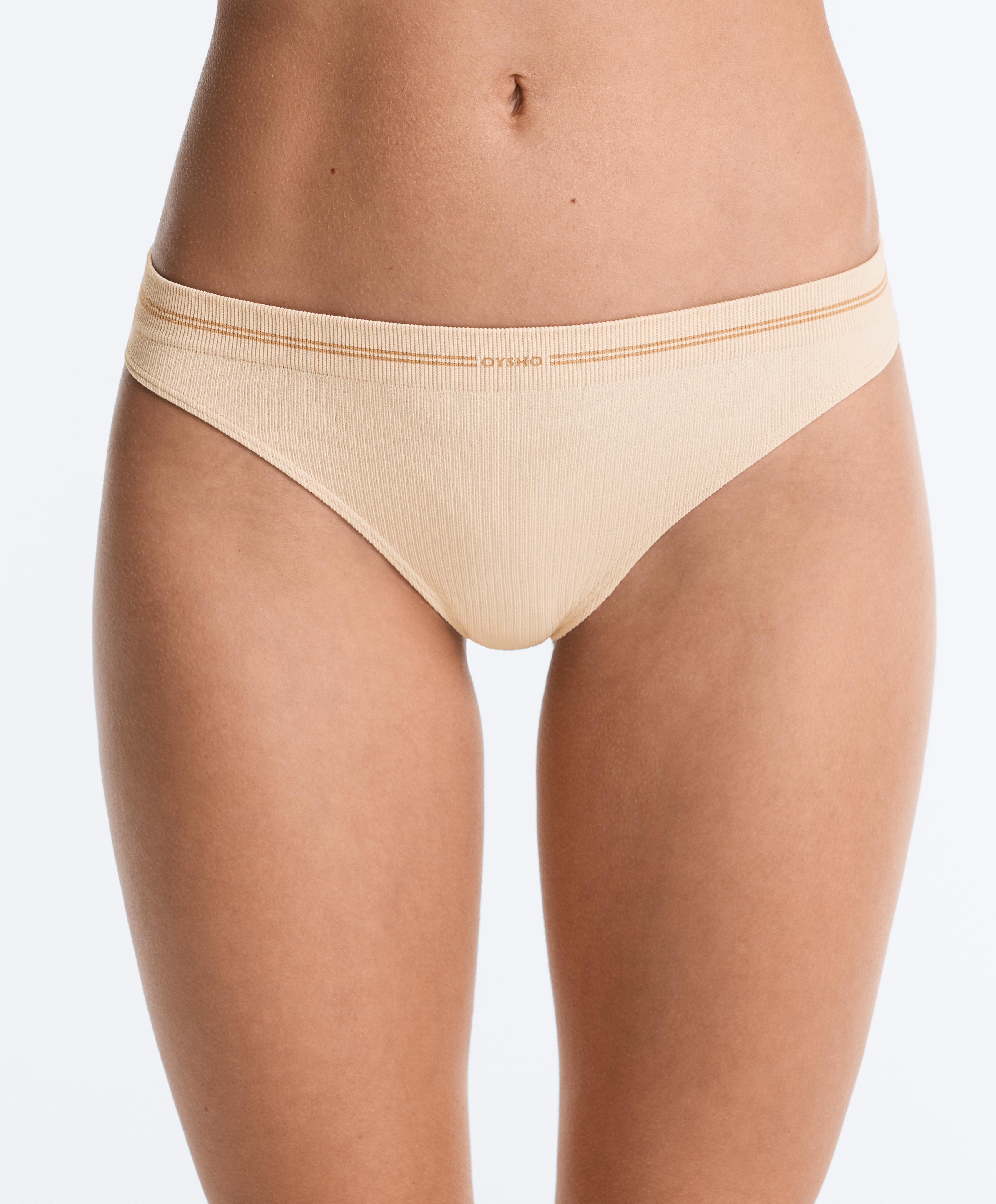 3 seamless rib polyamide blend thongs — WHITE
