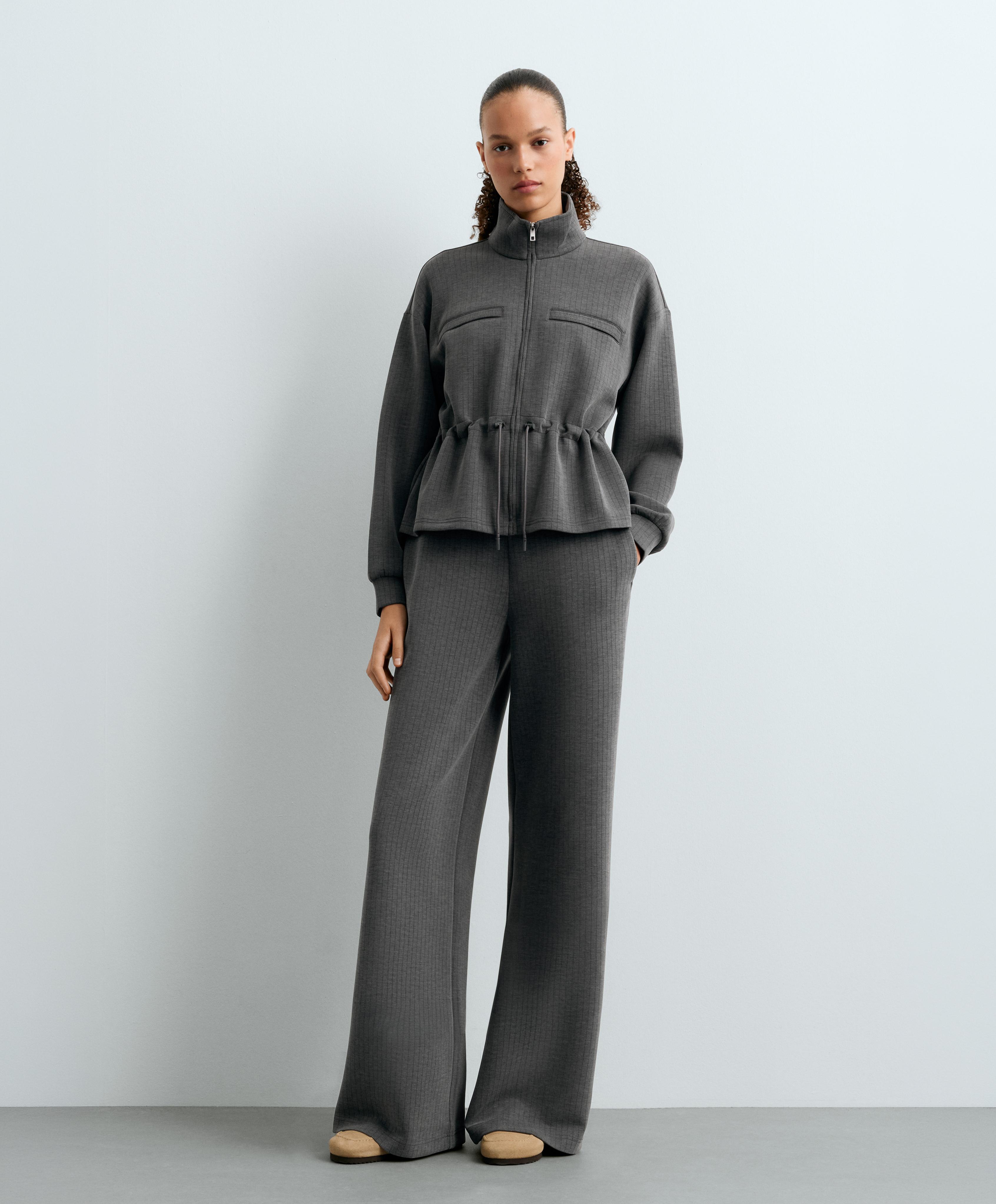 Short jacket with waist adjustment and modal — ASPHALT GREY