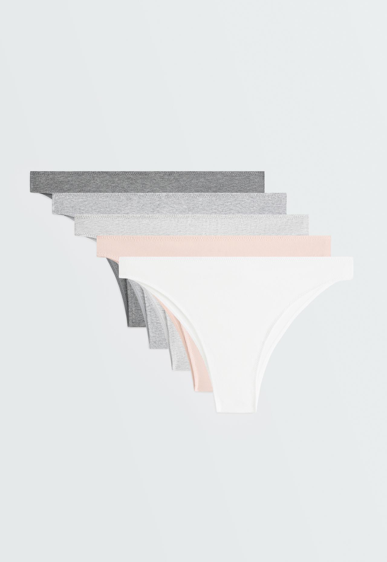 5 rib cotton blend Brazilian briefs — GREY MELANGE