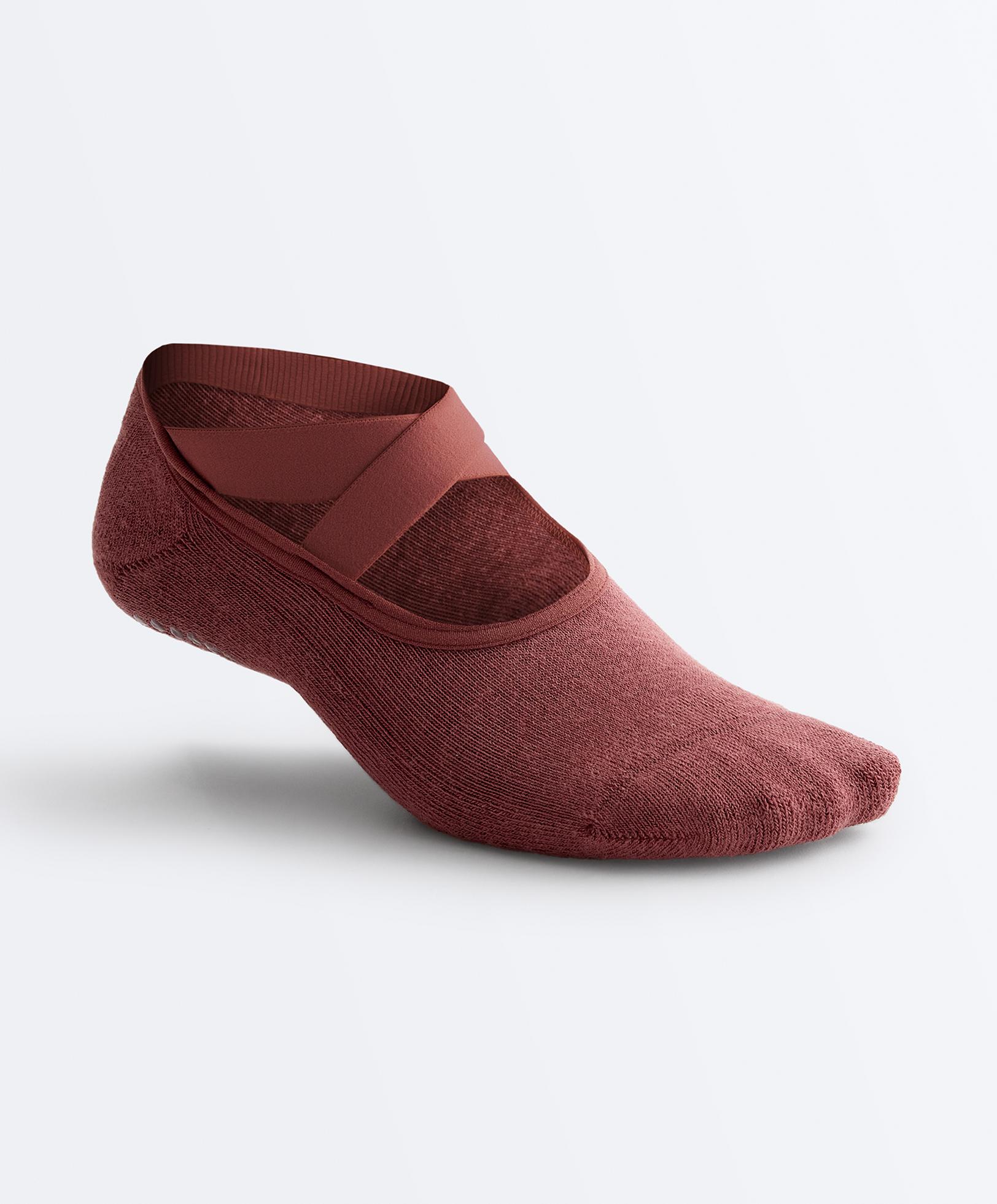 2 pairs of padded cotton blend yoga and Pilates invisible socks with crossover straps — ROSETTE BLUSH