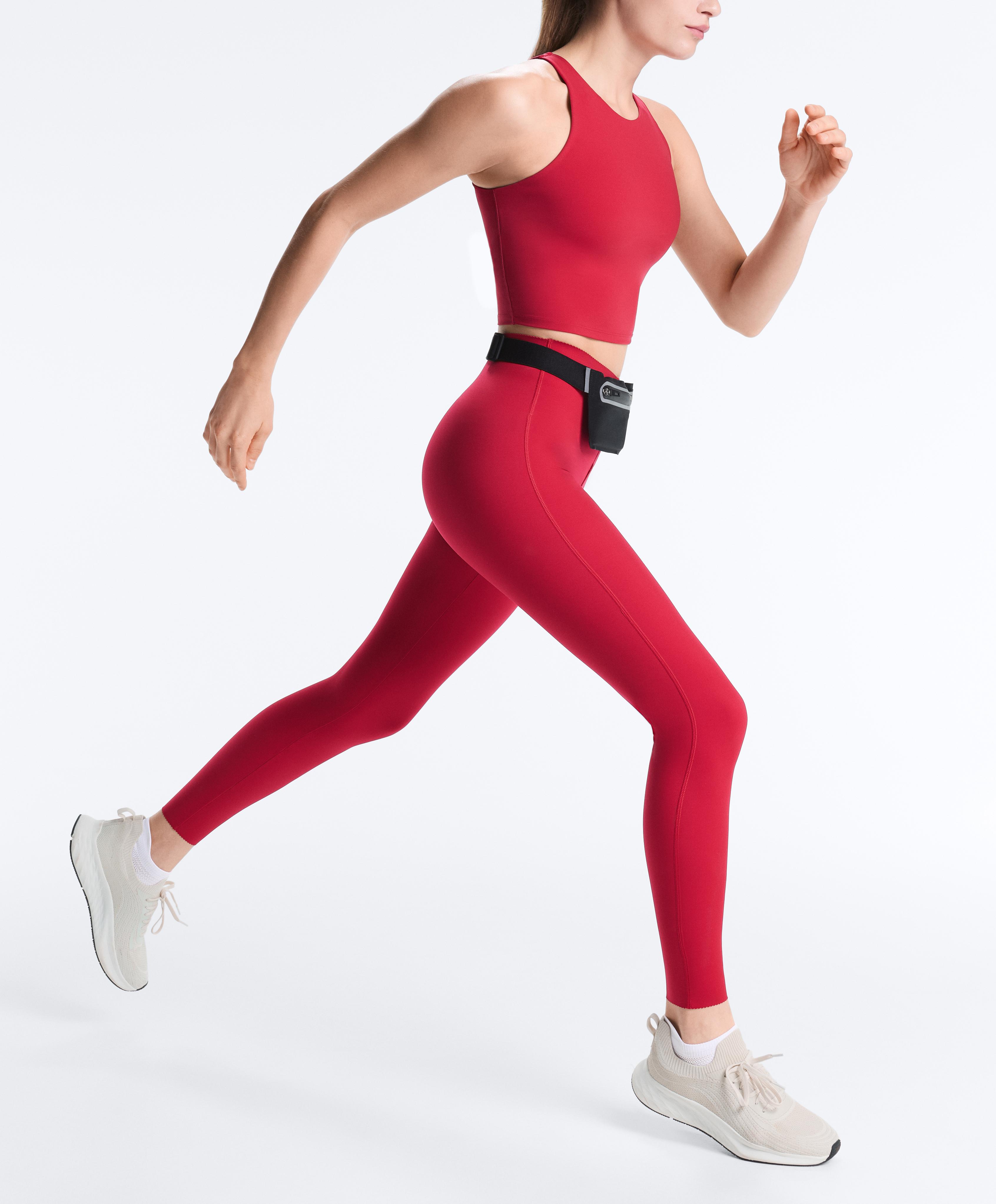 Extra-compressive core-control 65cm ankle-length leggings — RED