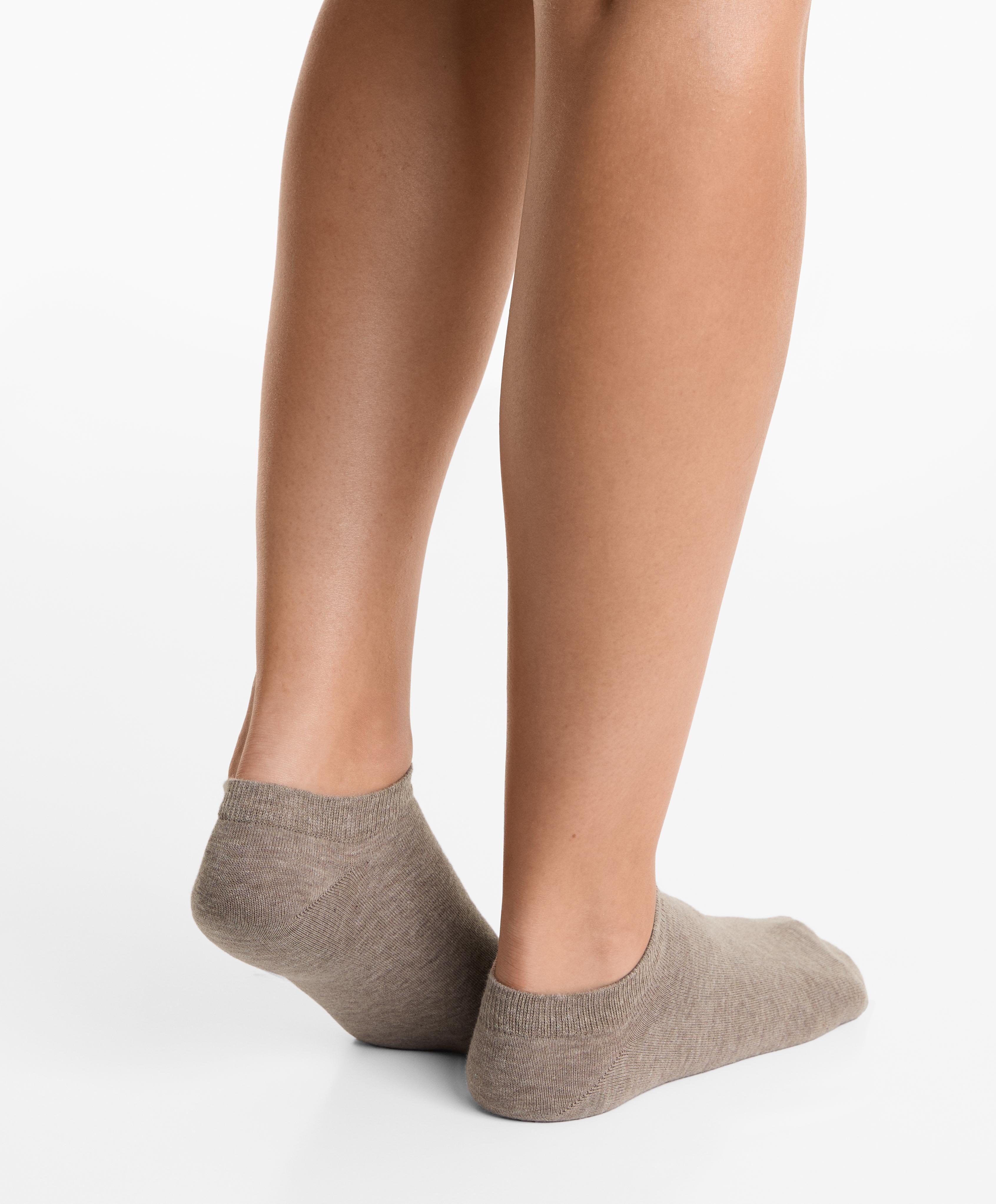 5 pairs of cotton blend sneaker socks — SAND MELANGE