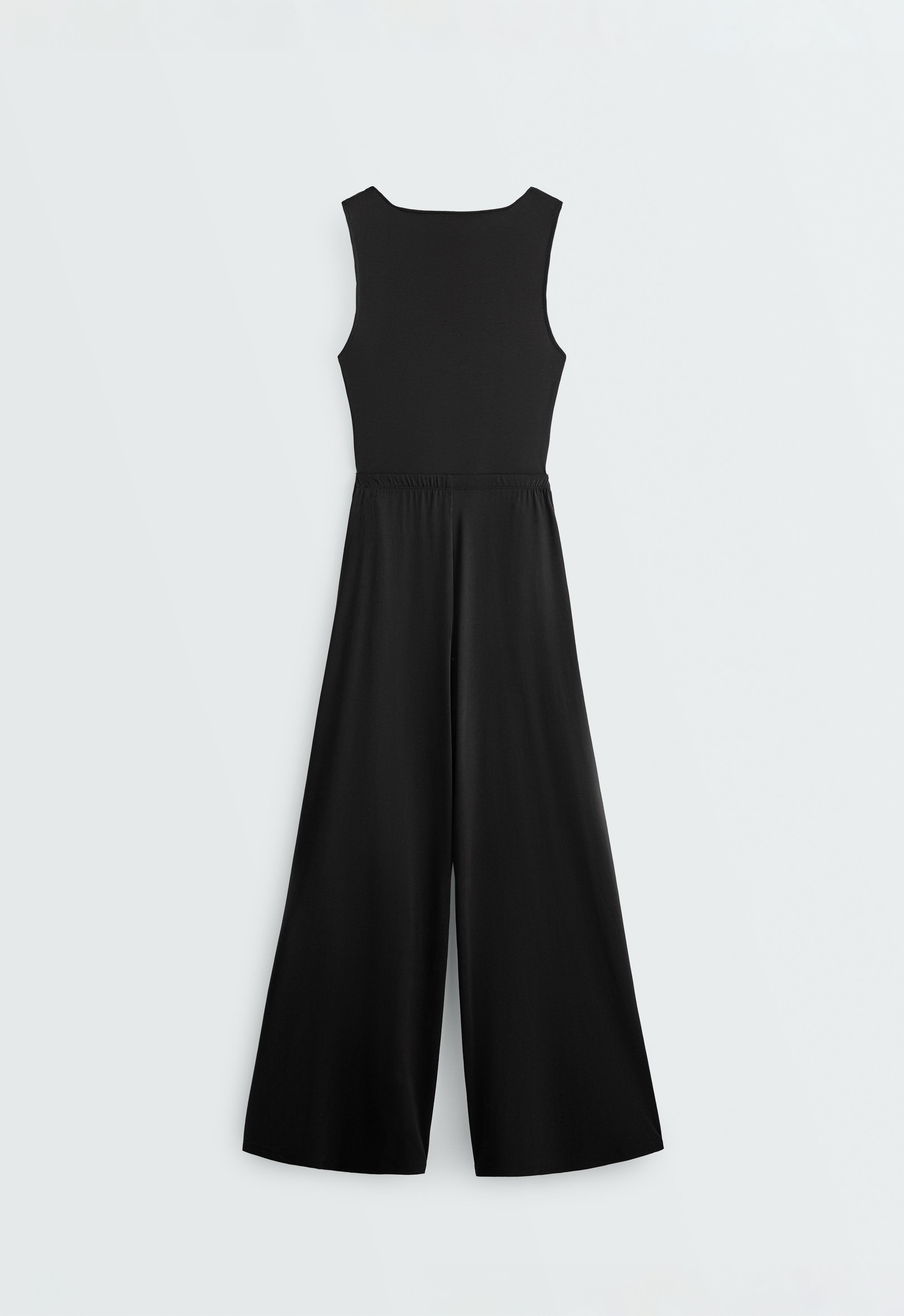 Crossover modal blend jumpsuit — BLACK