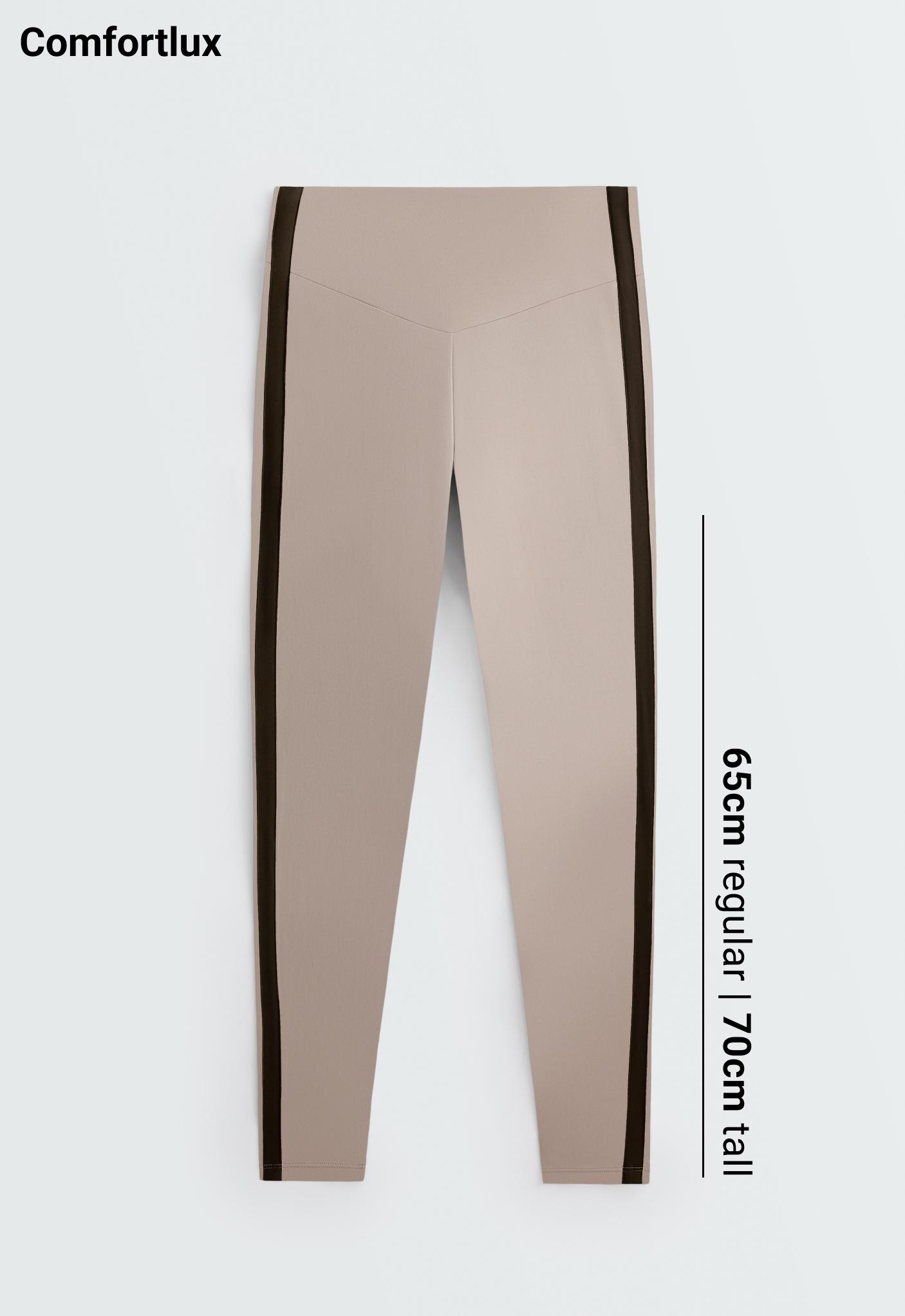 Comfortlux high-rise ankle-length leggings with contrast detail — LIGHT STONE
