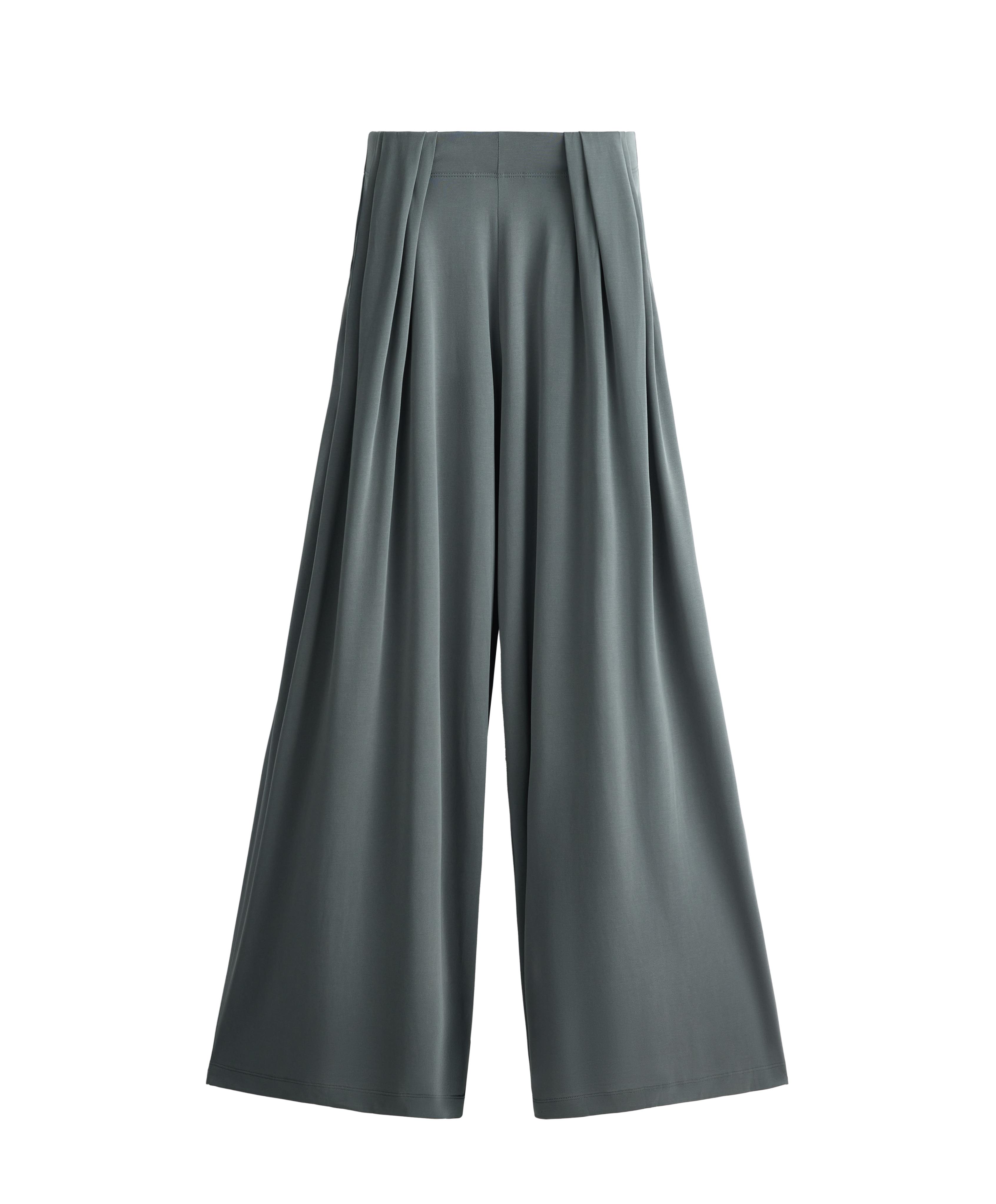 Floaty trousers with pleated modal blend waist — STEEL GREY