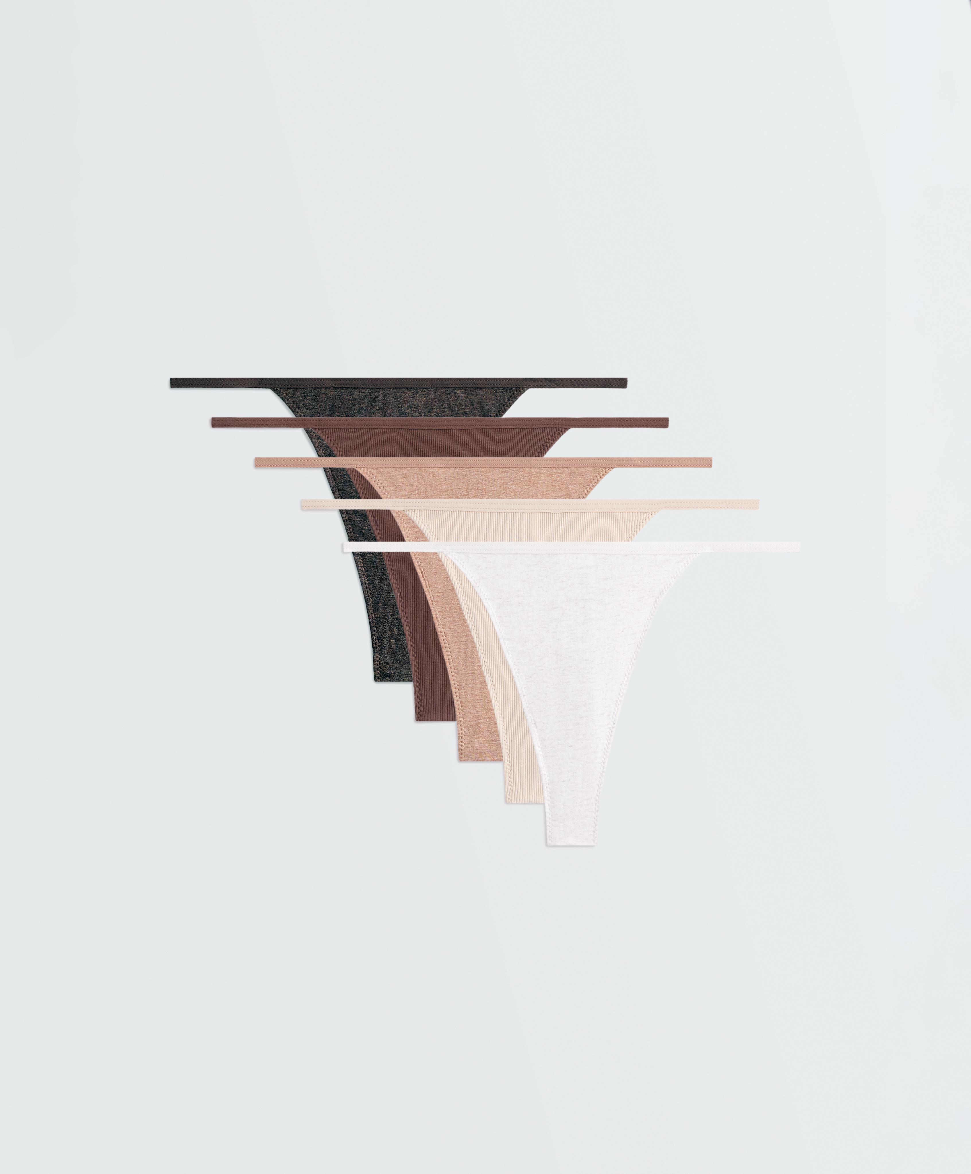 5 rib cotton blend thongs — CHOCOLATE