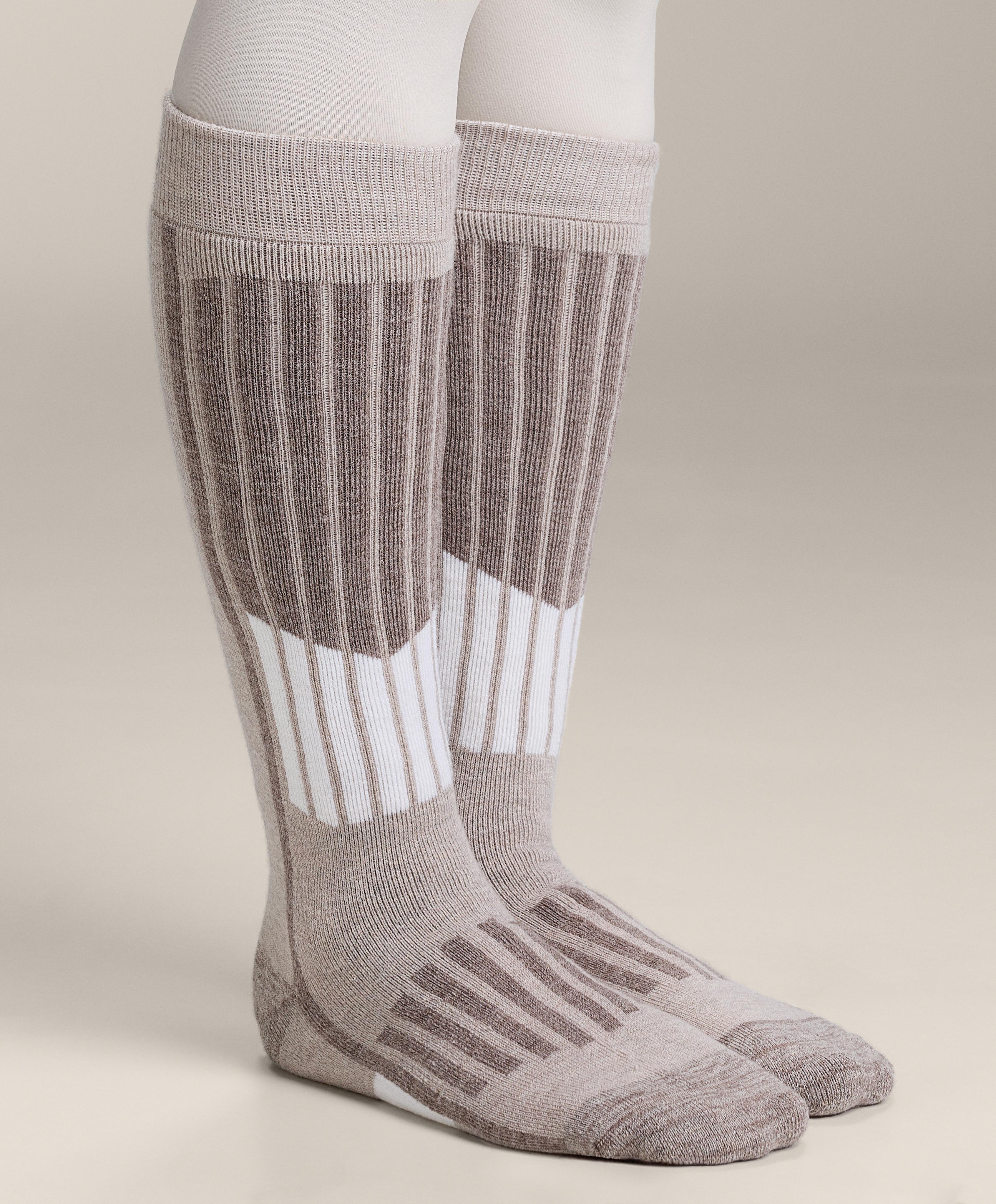 Primaloft® yarn WOOLMARK® wool blend long ski socks — DARK TAUPE