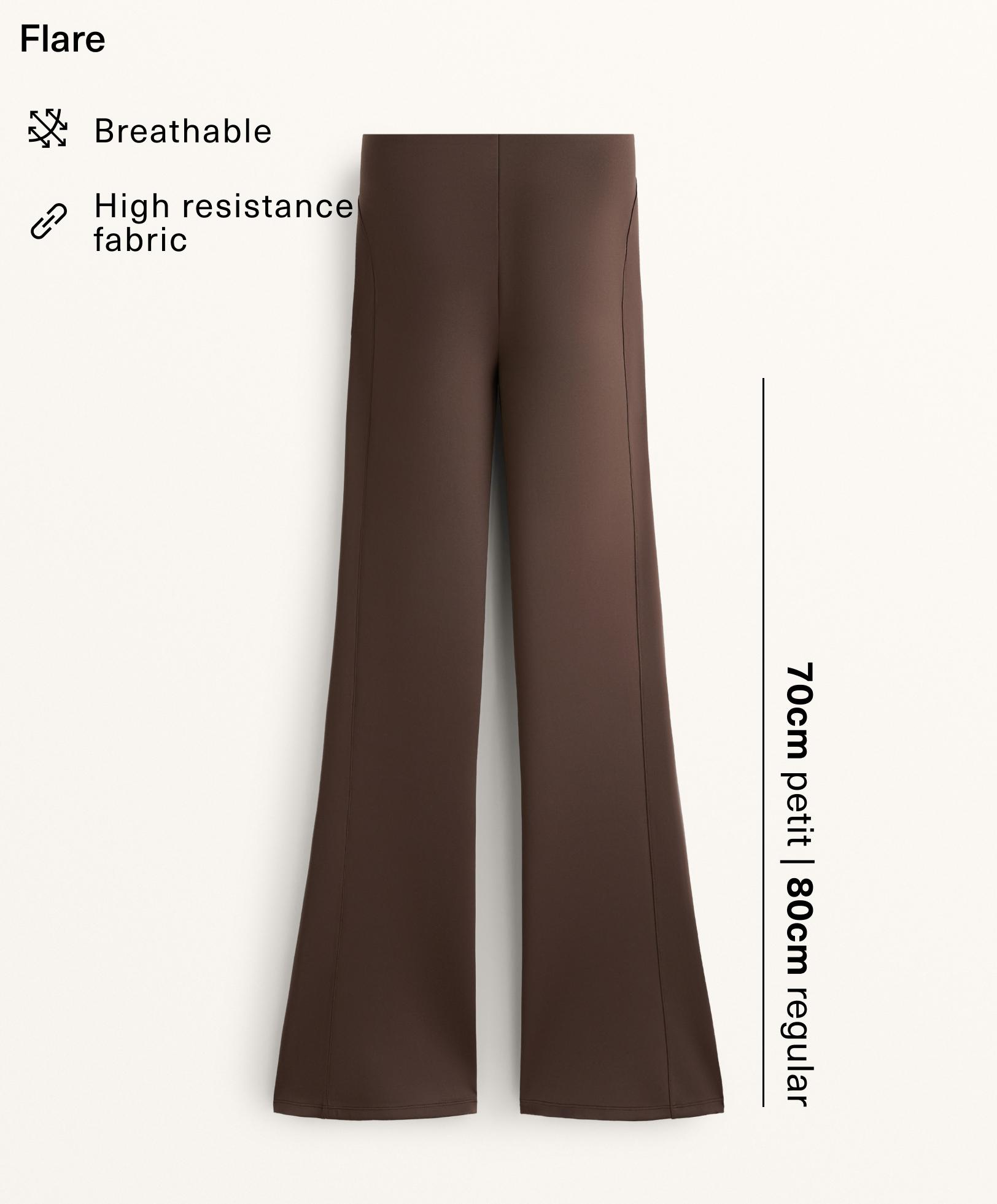 Neoprene-effect high rise flare trousers