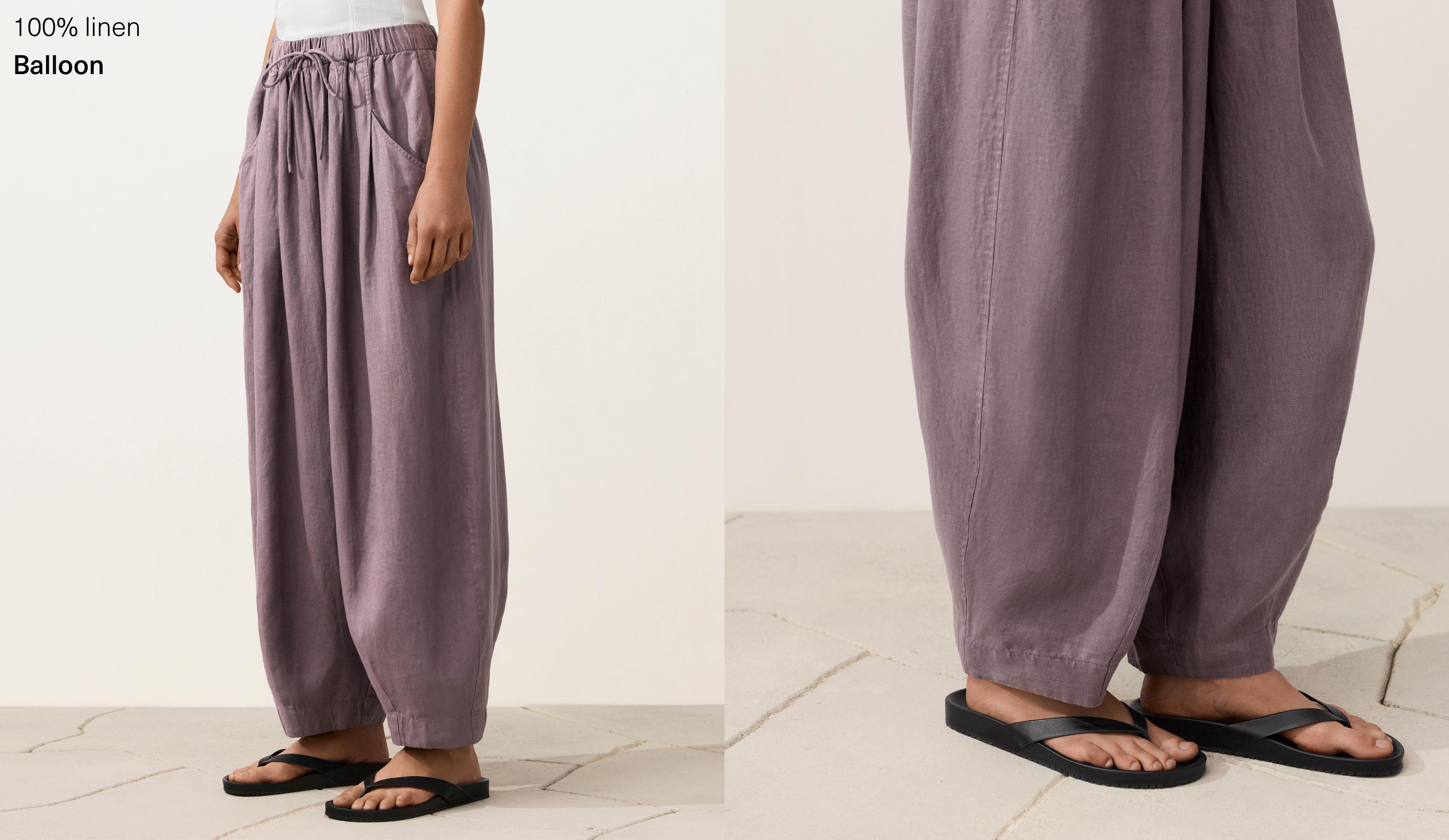 100% linen balloon trousers — DUSTY LILAC