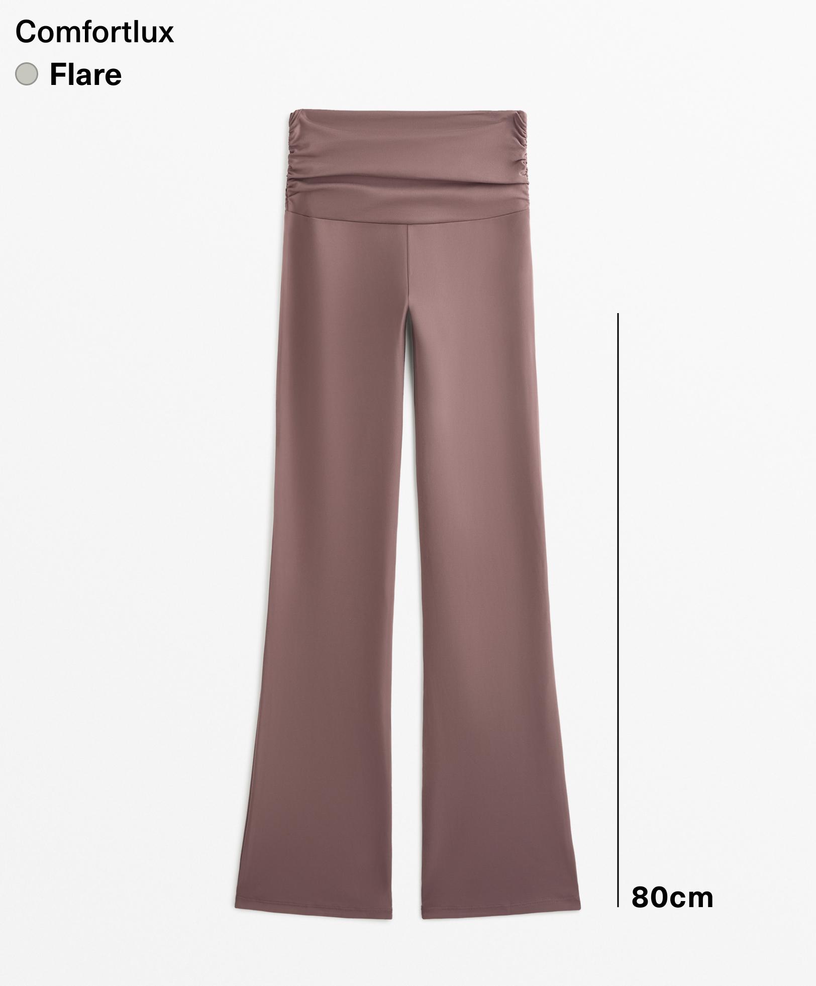 High rise Comfortlux flare trousers with gathered waist