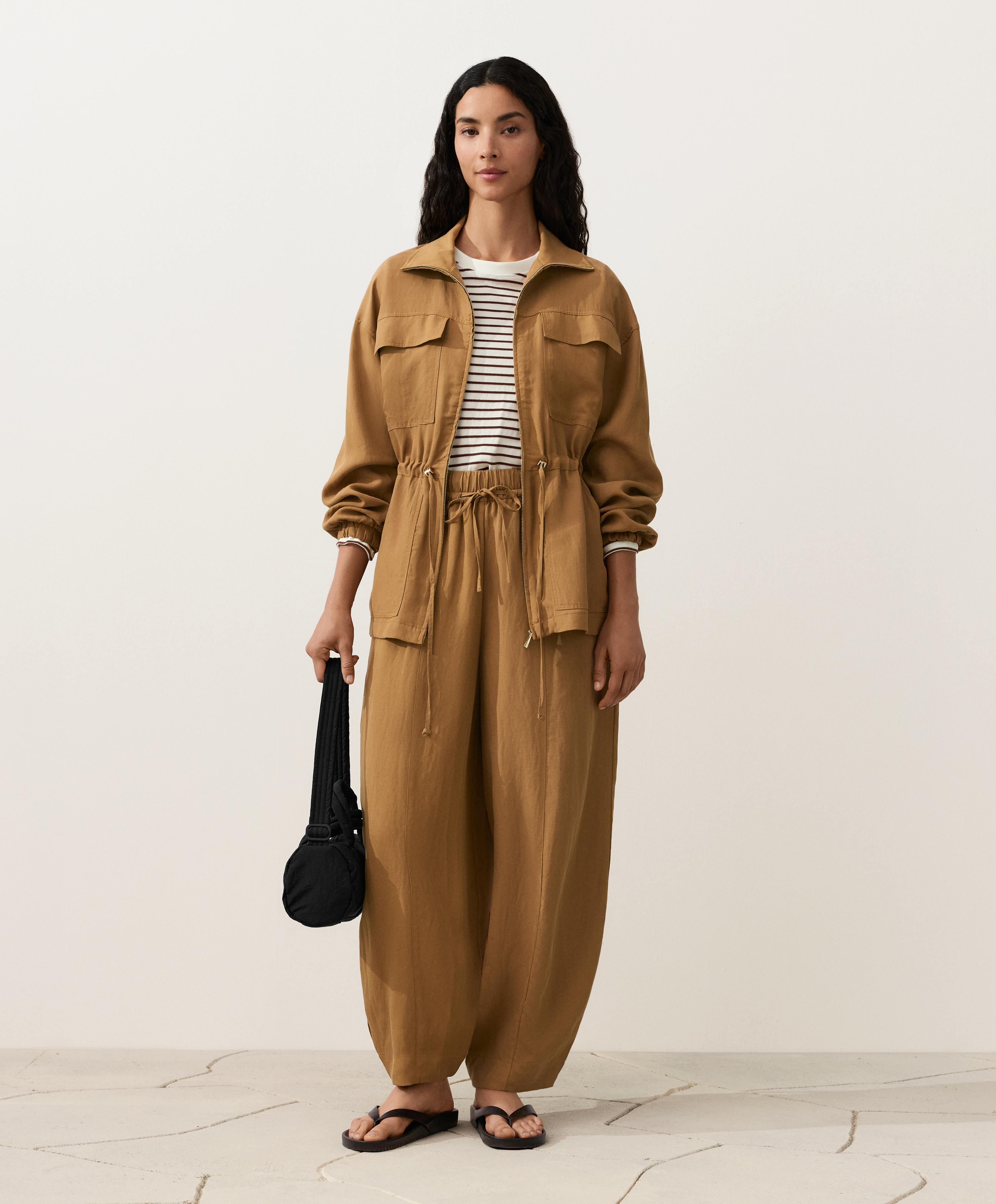 Balloon trousers lyocell blend and 24% linen with seams — COPPER