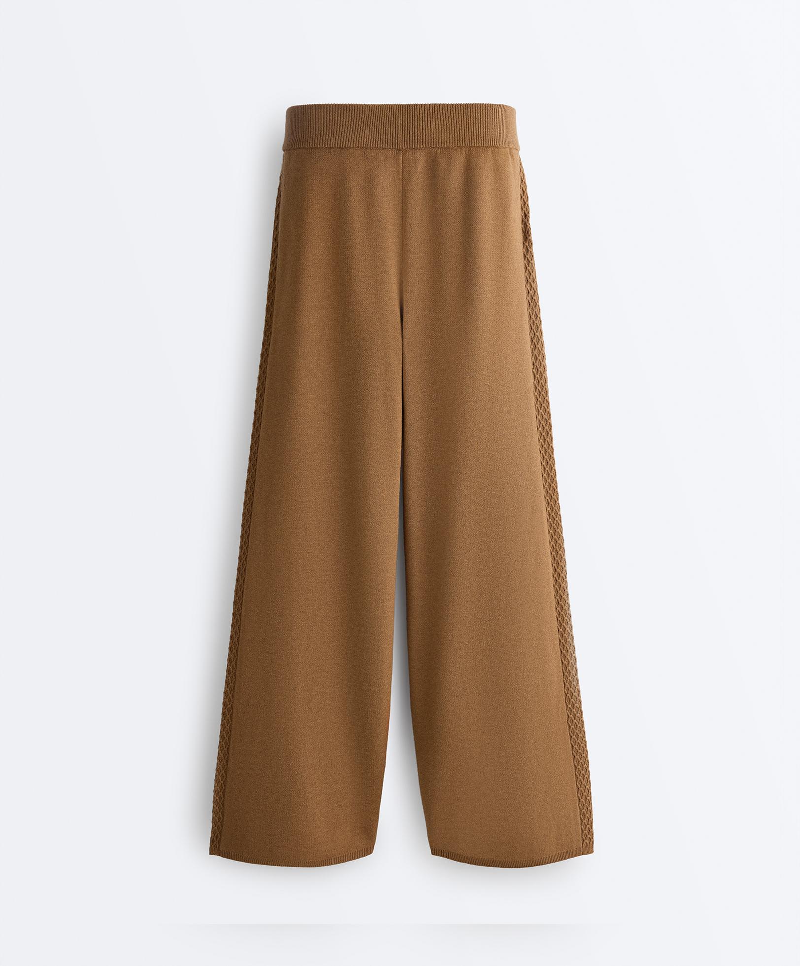 Straight-leg trousers with side knit structure — COPPER