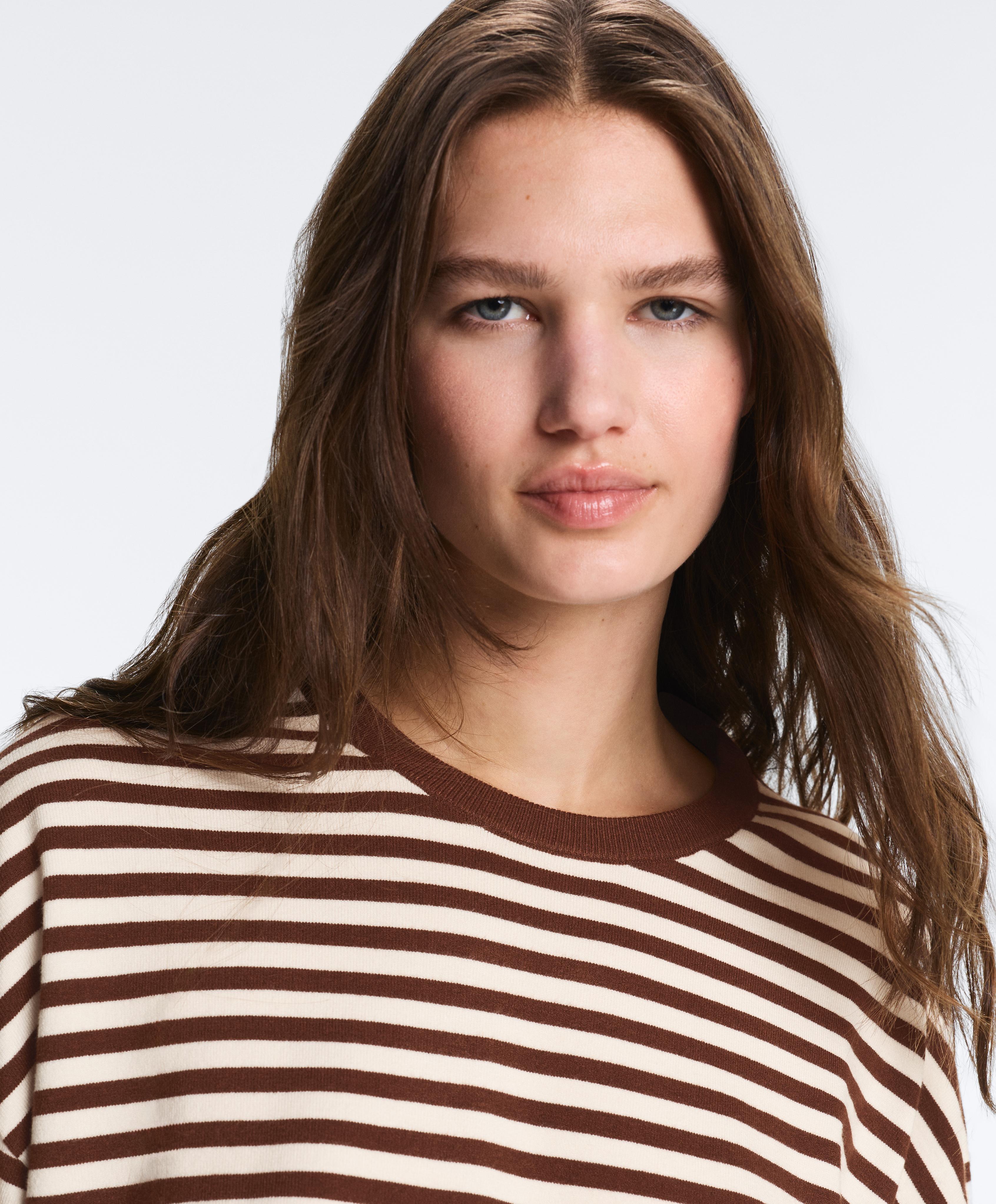 Striped long-sleeved jumper — PALE ECRU