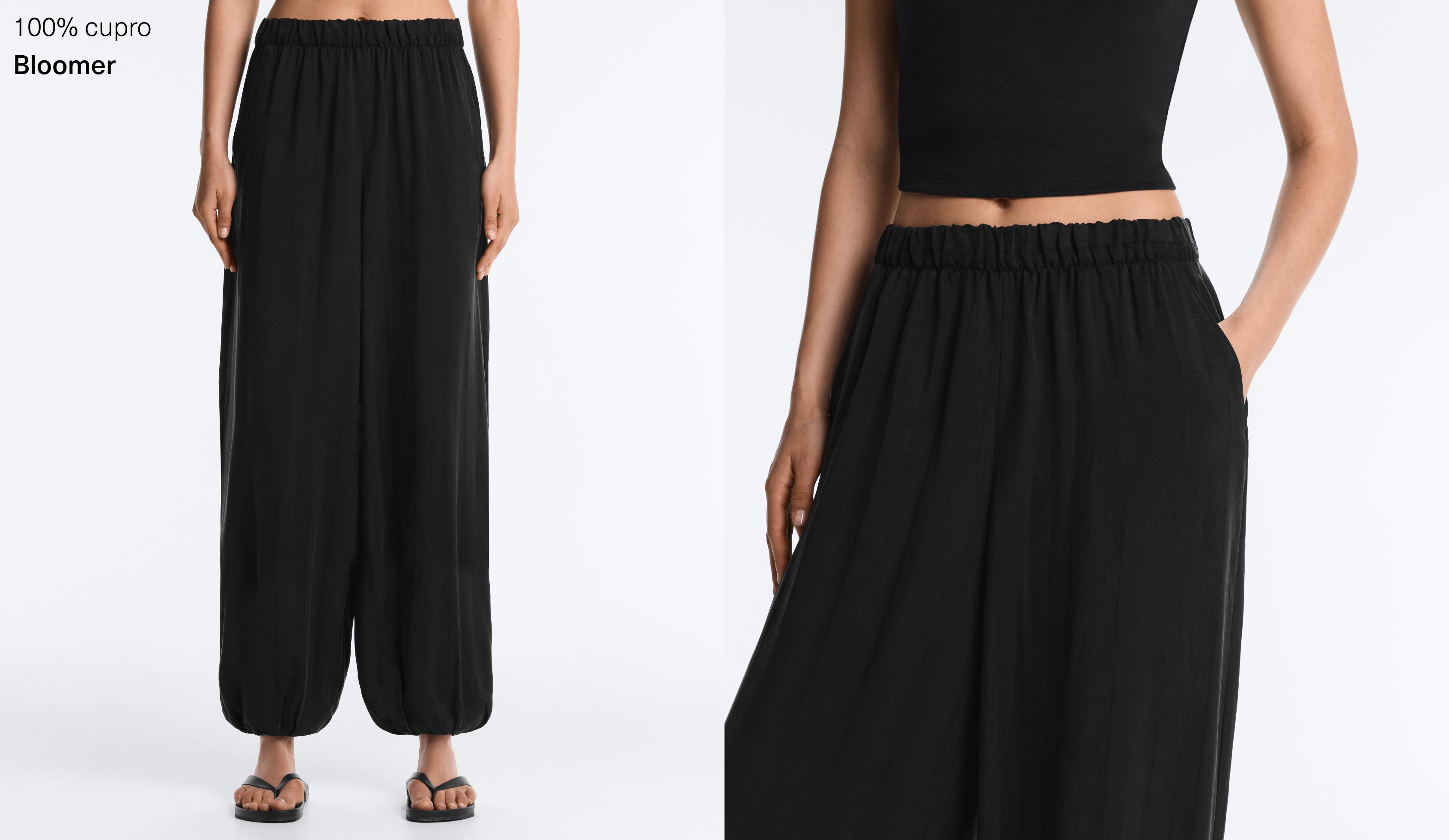 100% Cupro bloomer trousers — BLACK