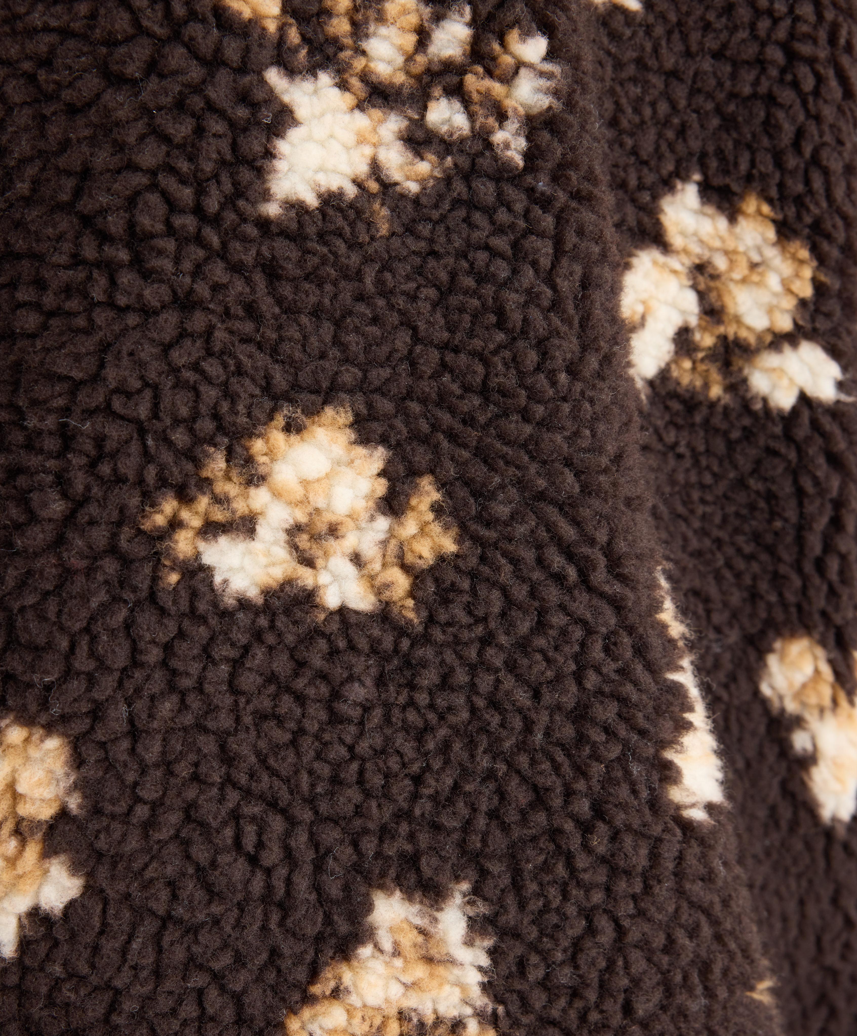 Faux-shearling floral print jacket — CLAY