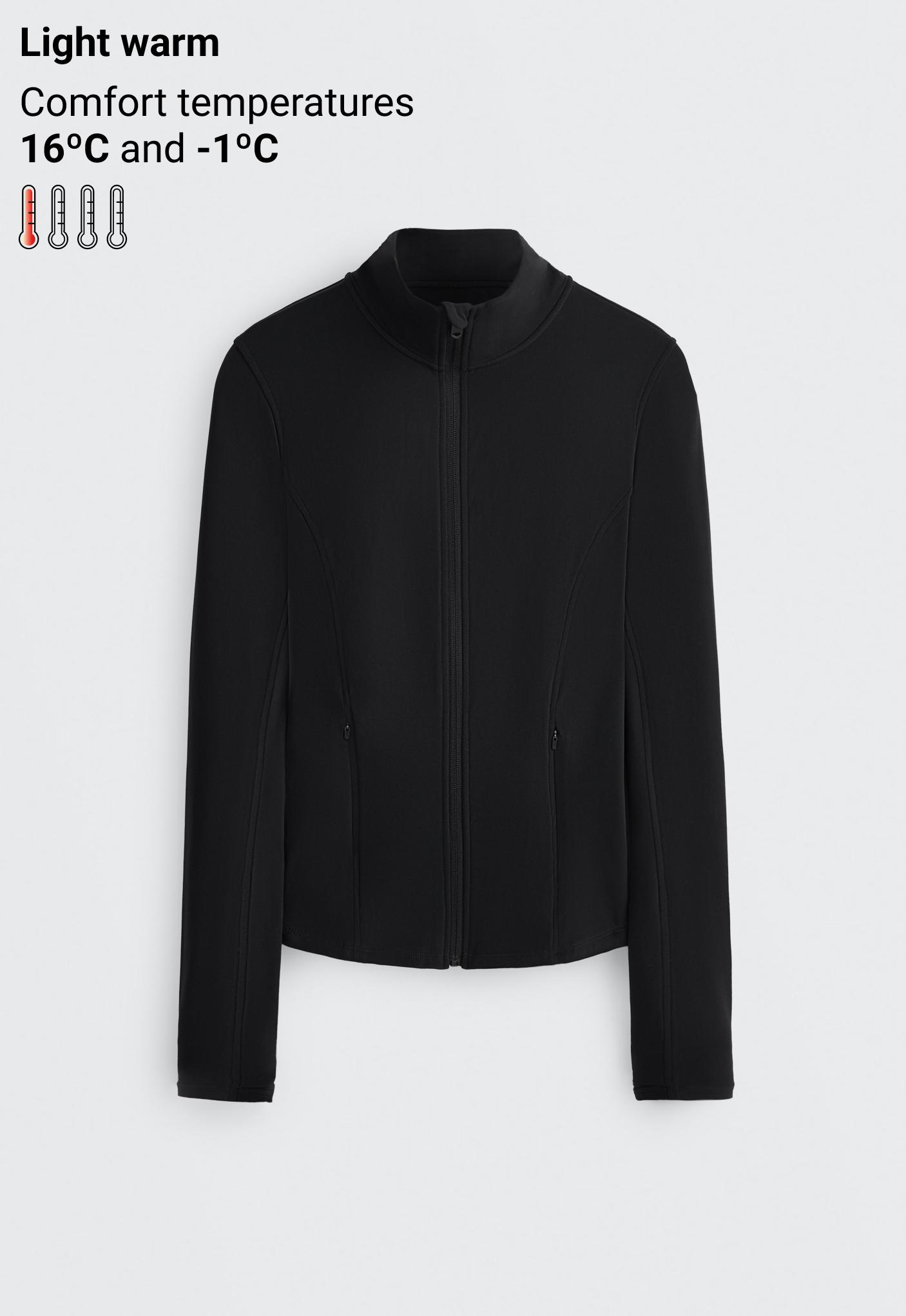 Long light warm technical jacket — BLACK