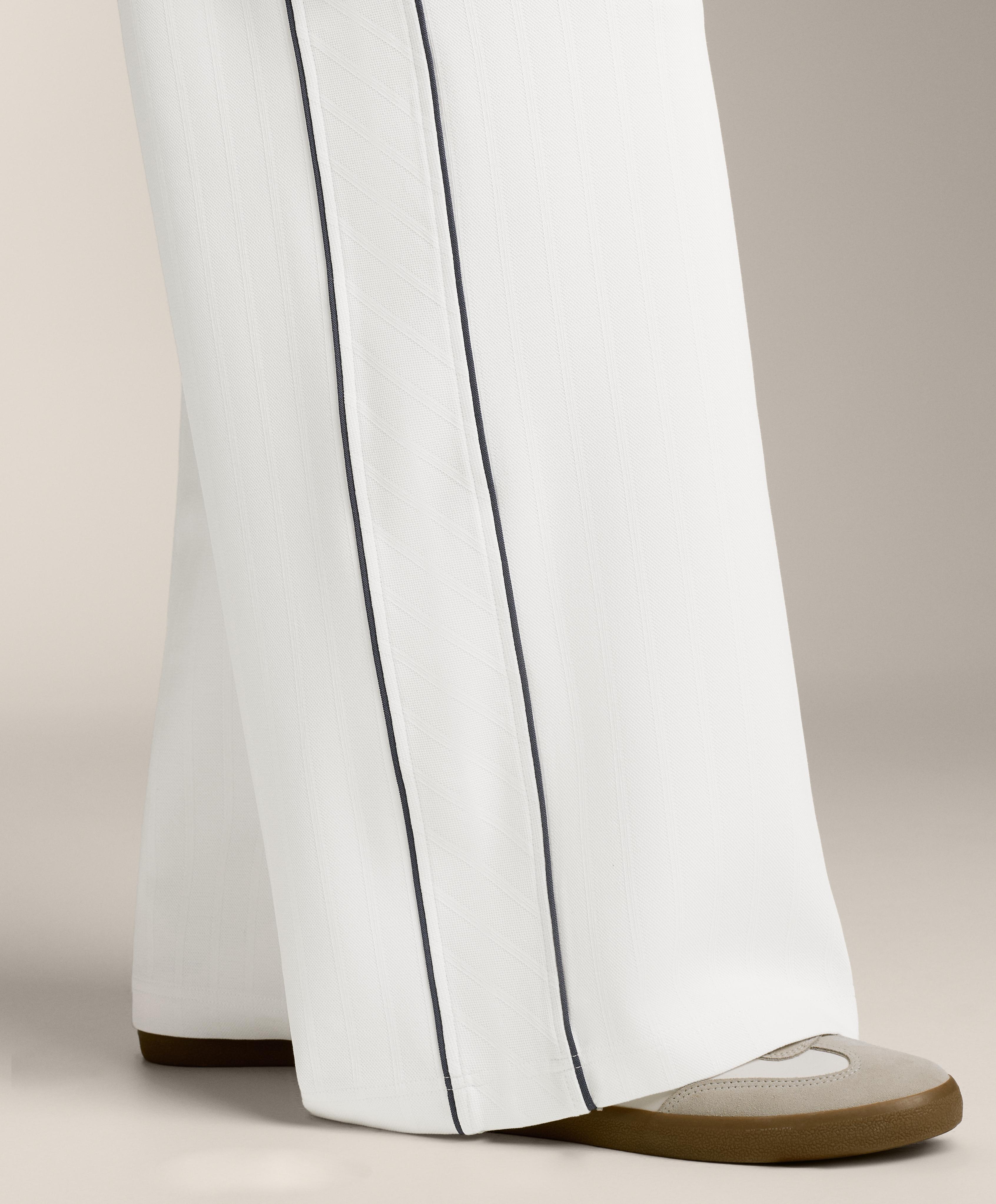Piqué trousers with side piping and cotton — WHITE 