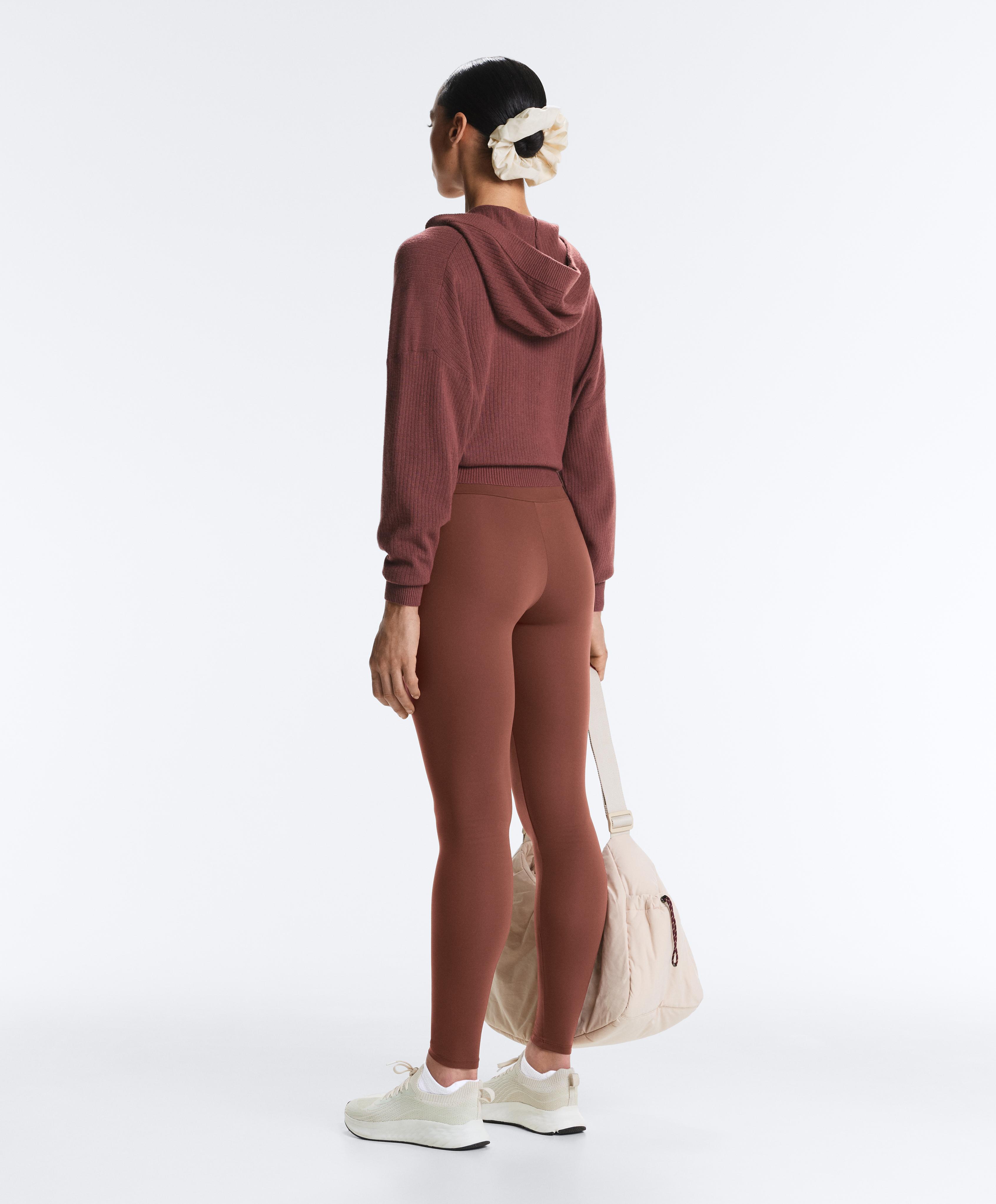 Rib-knit hooded jacket — MAHOGANY