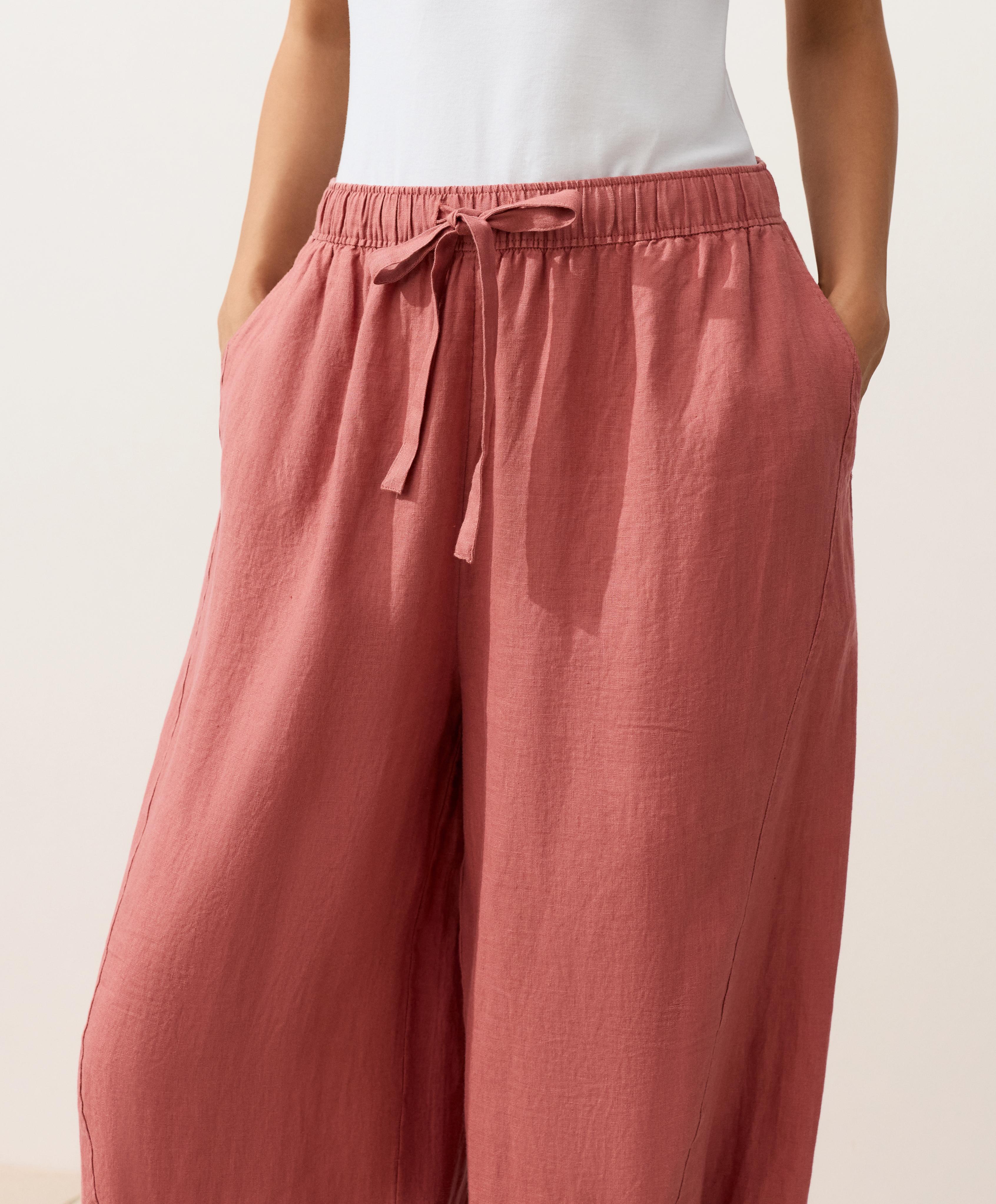 100% linen balloon trousers — CORAL
