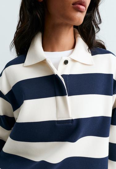 Striped jacquard cotton piqué polo shirt — NAVY BLUE 4