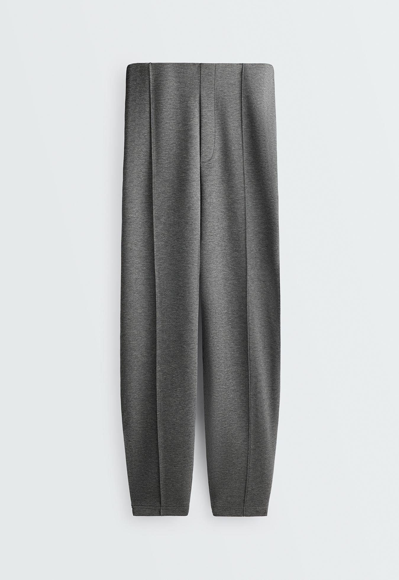 Piqué cotton seam skinny trousers — GREY