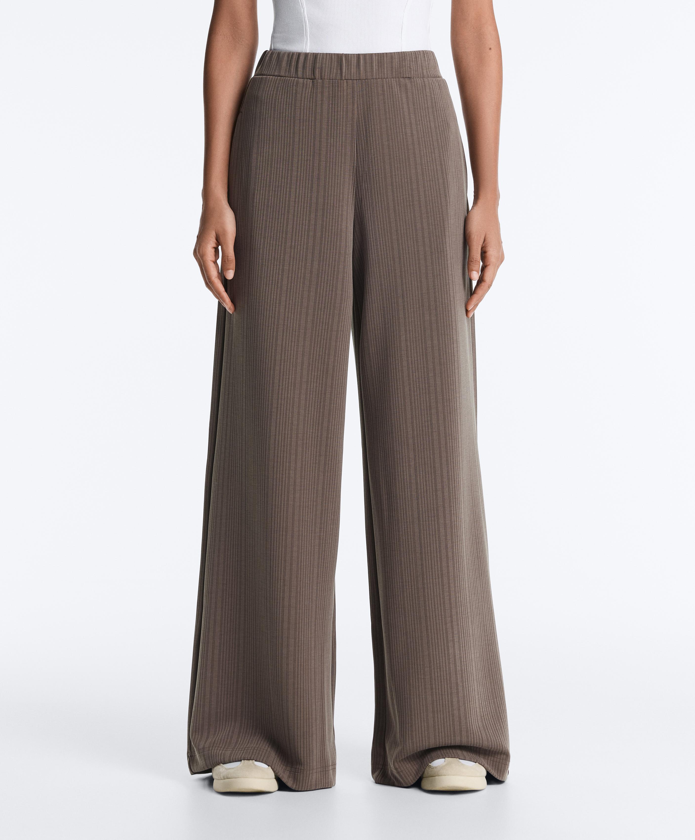 Straight-leg trousers with asymmetric stripe and modal Straight-leg trousers with asymmetric stripe and modal