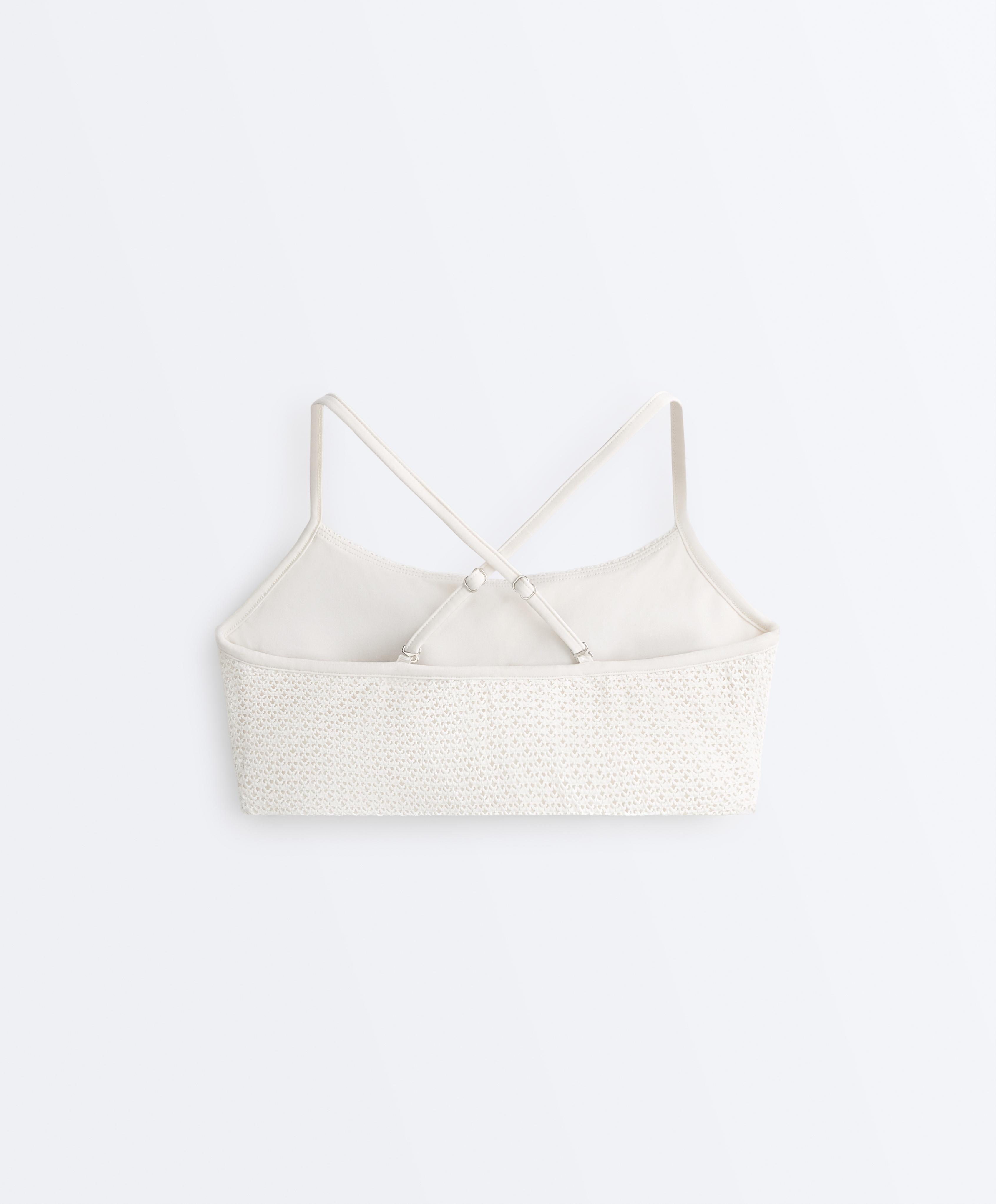 Low-support Comfortlux crochet sports bra — PALE ECRU