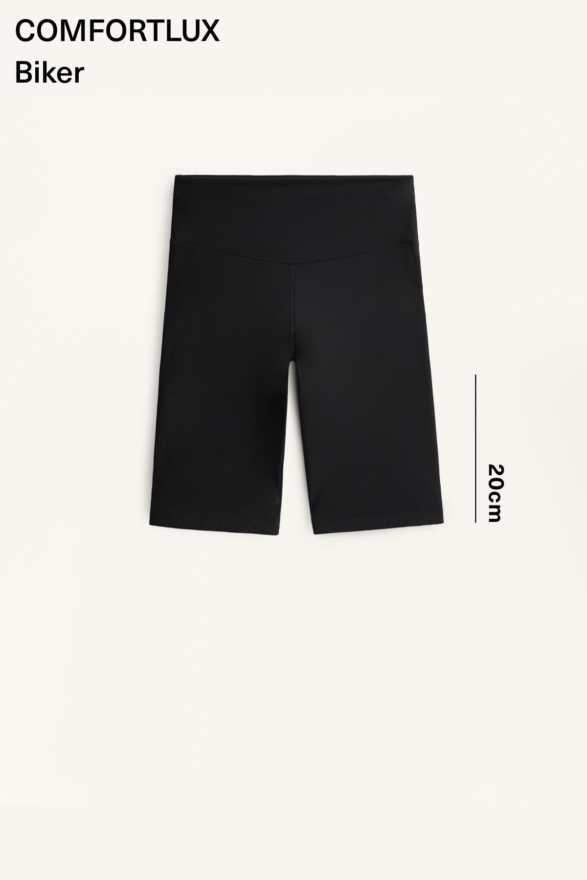 Comfortlux high-rise 20cm biker leggings — BLACK