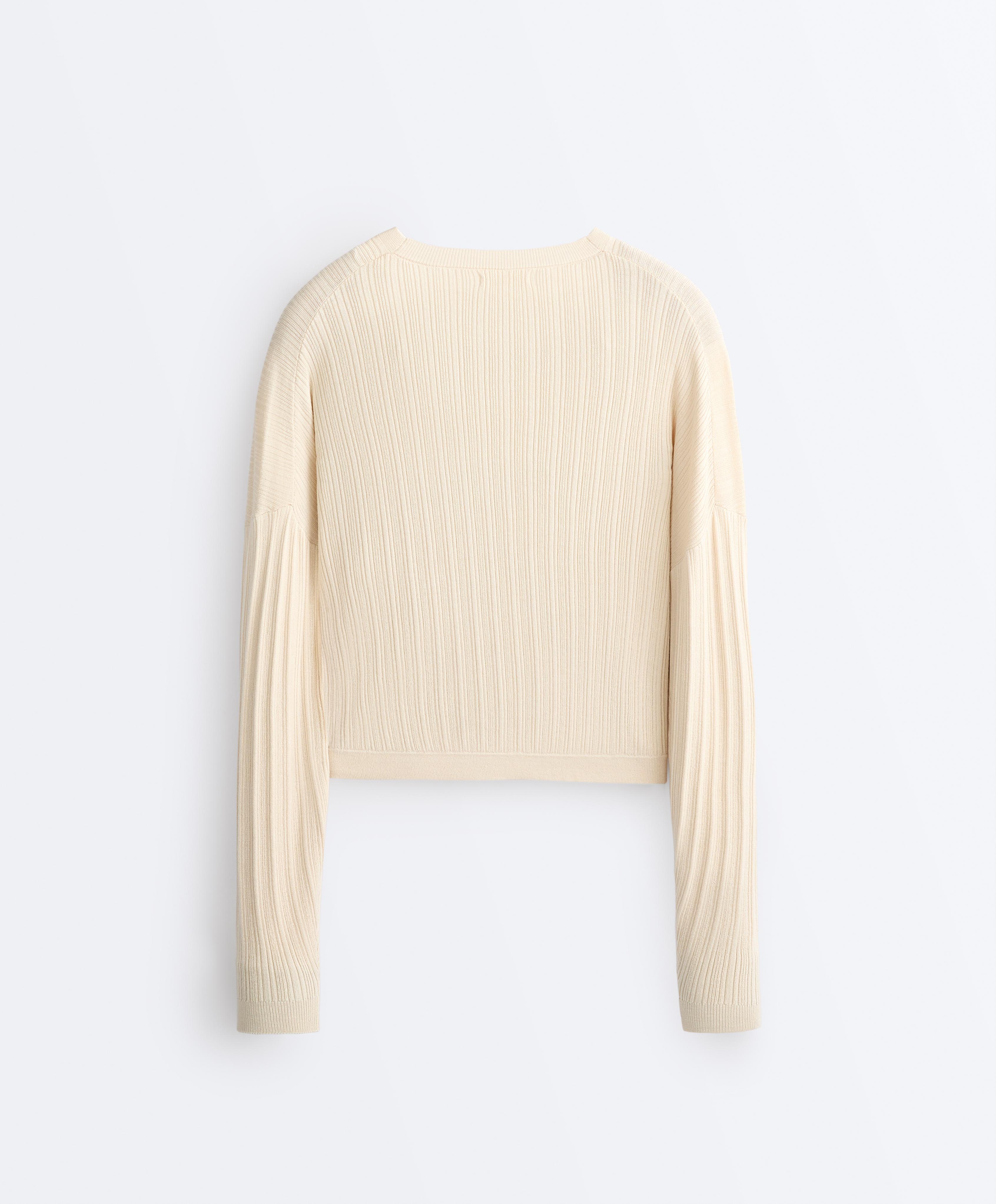 Crossed rib knit jumper — PLASTER