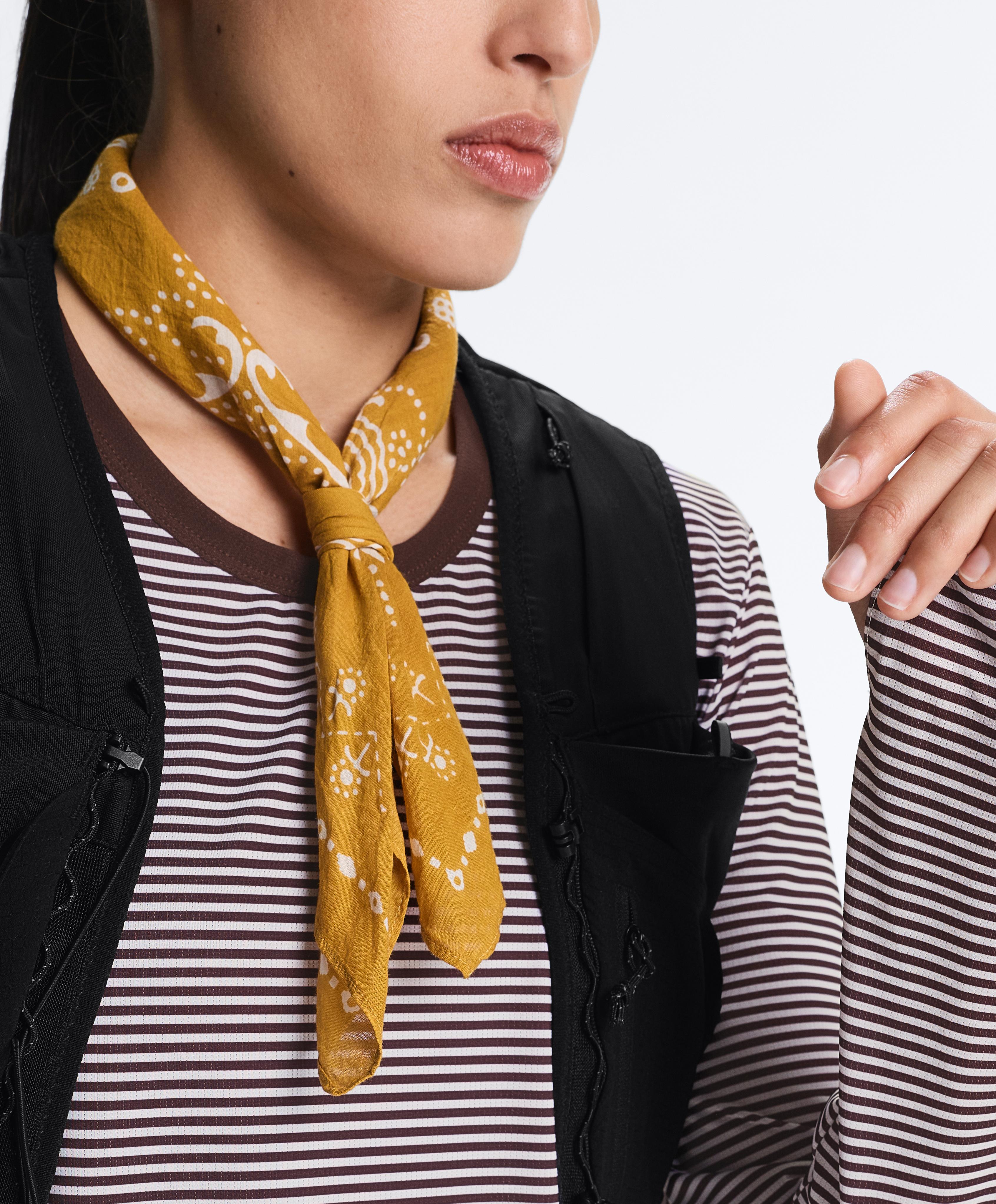 Striped long-sleeved technical T-shirt — BROWN