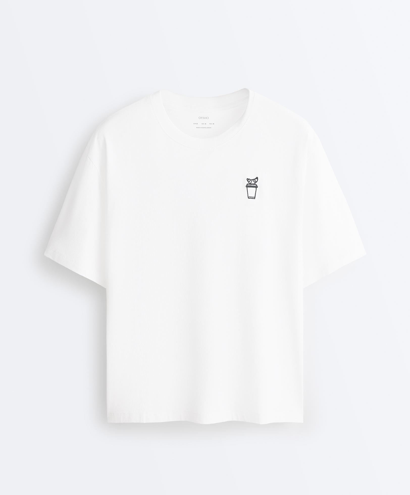 Boxy cotton blend slogan T-shirt — WHITE