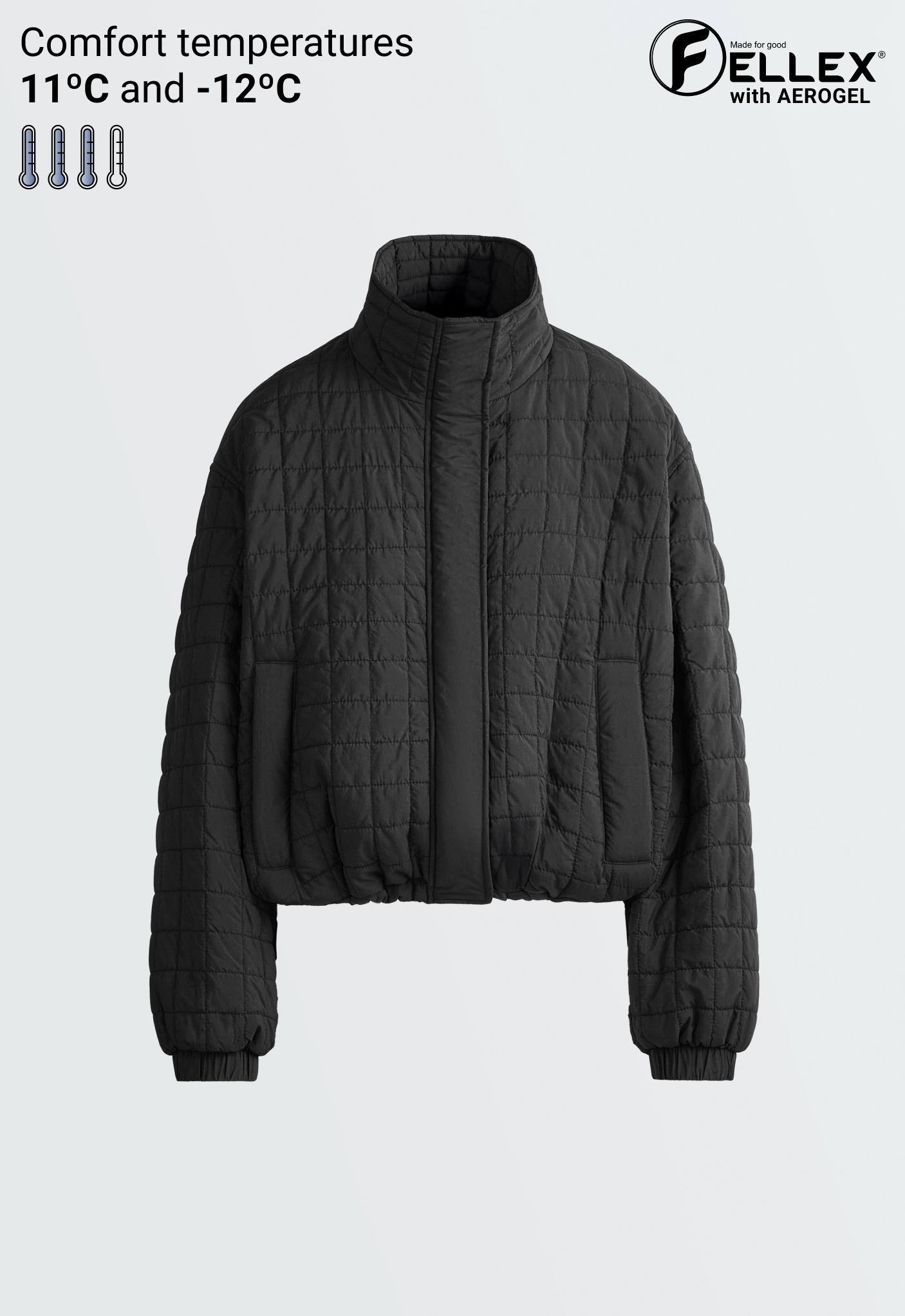 Short FELLEX® AEROGEL padded jacket — BLACK
