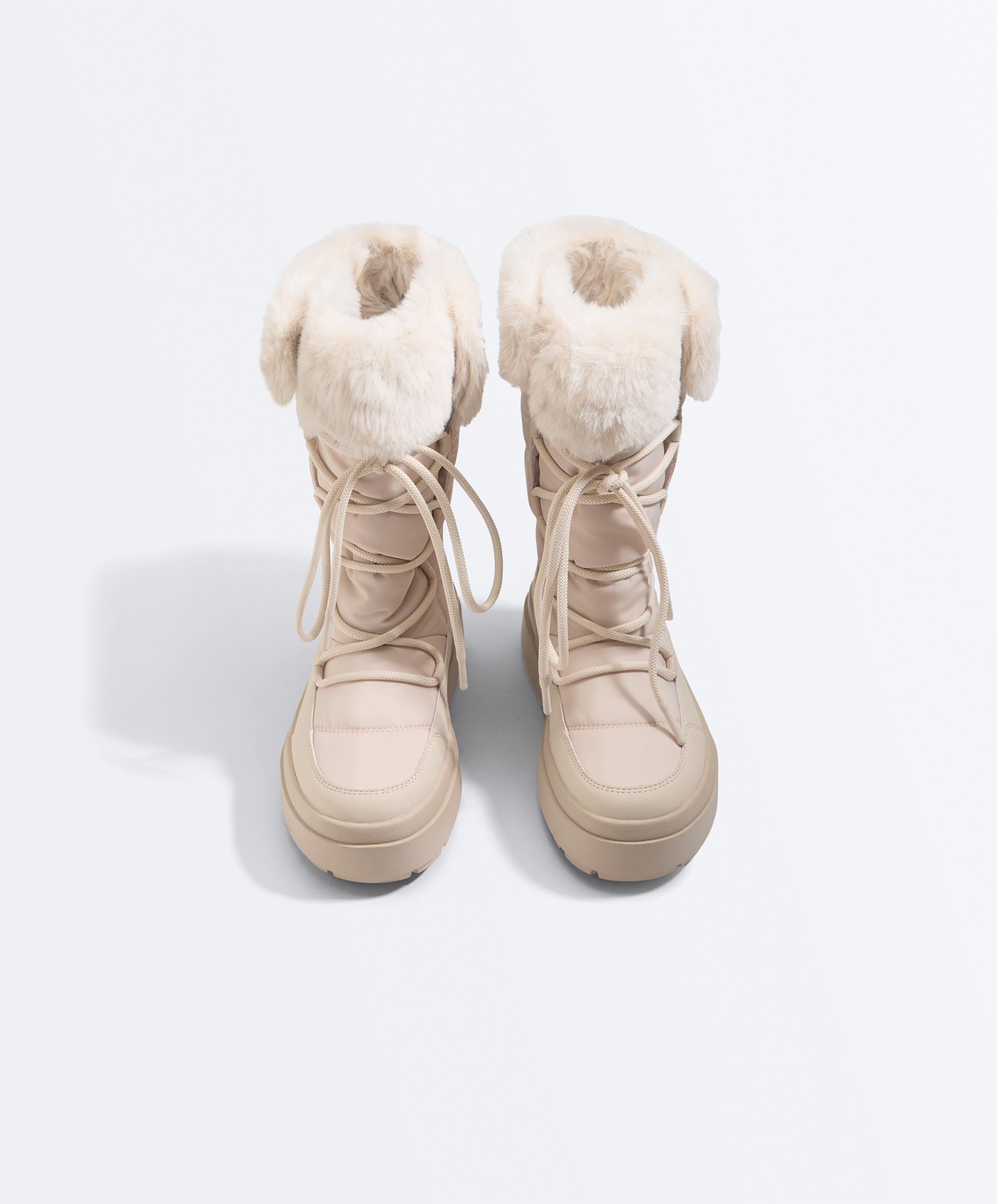 Lace-up après-ski boot with fur collar — MINK