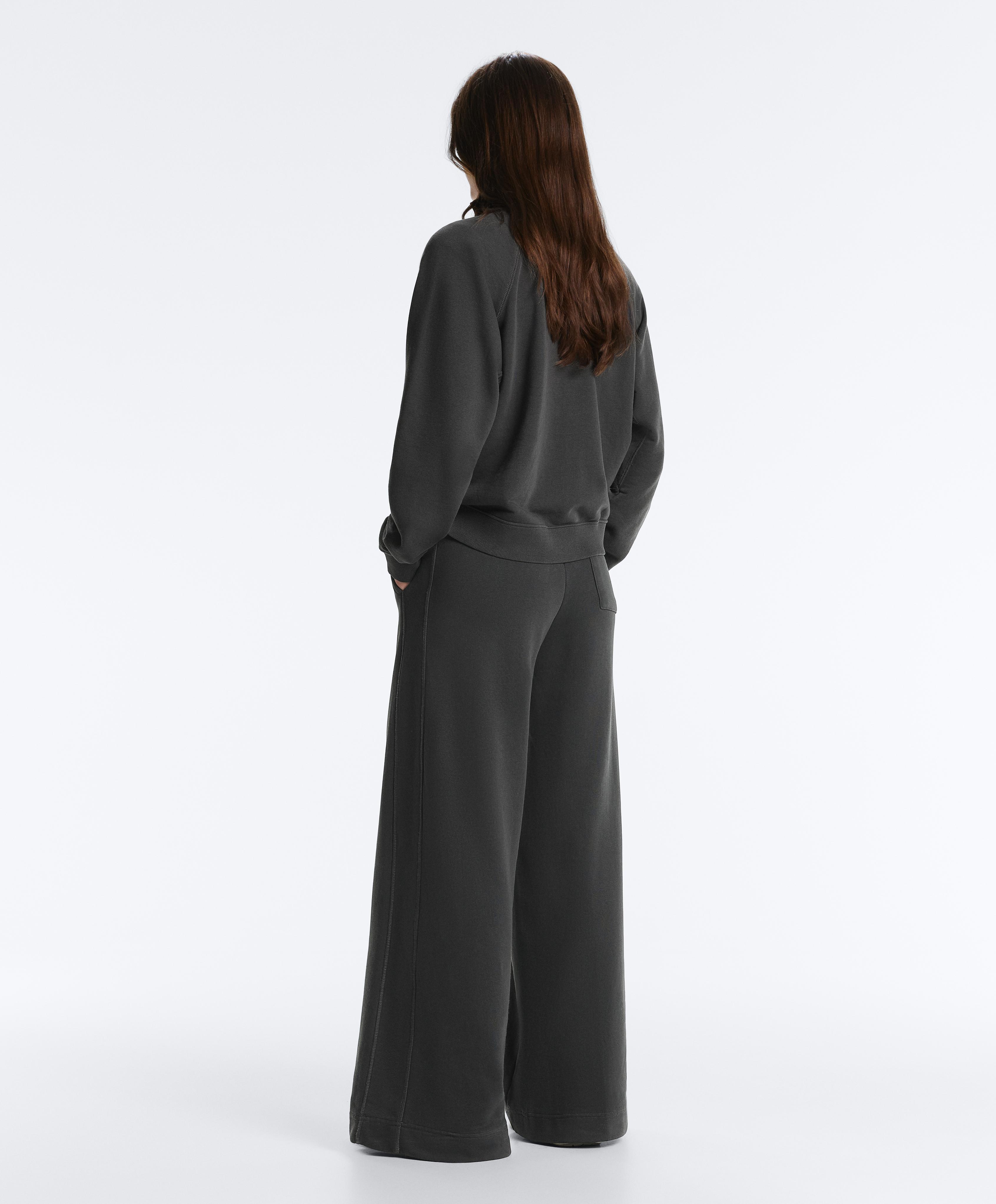 Fleece cotton blend straight-leg trousers — DARK ANTHRACITE
