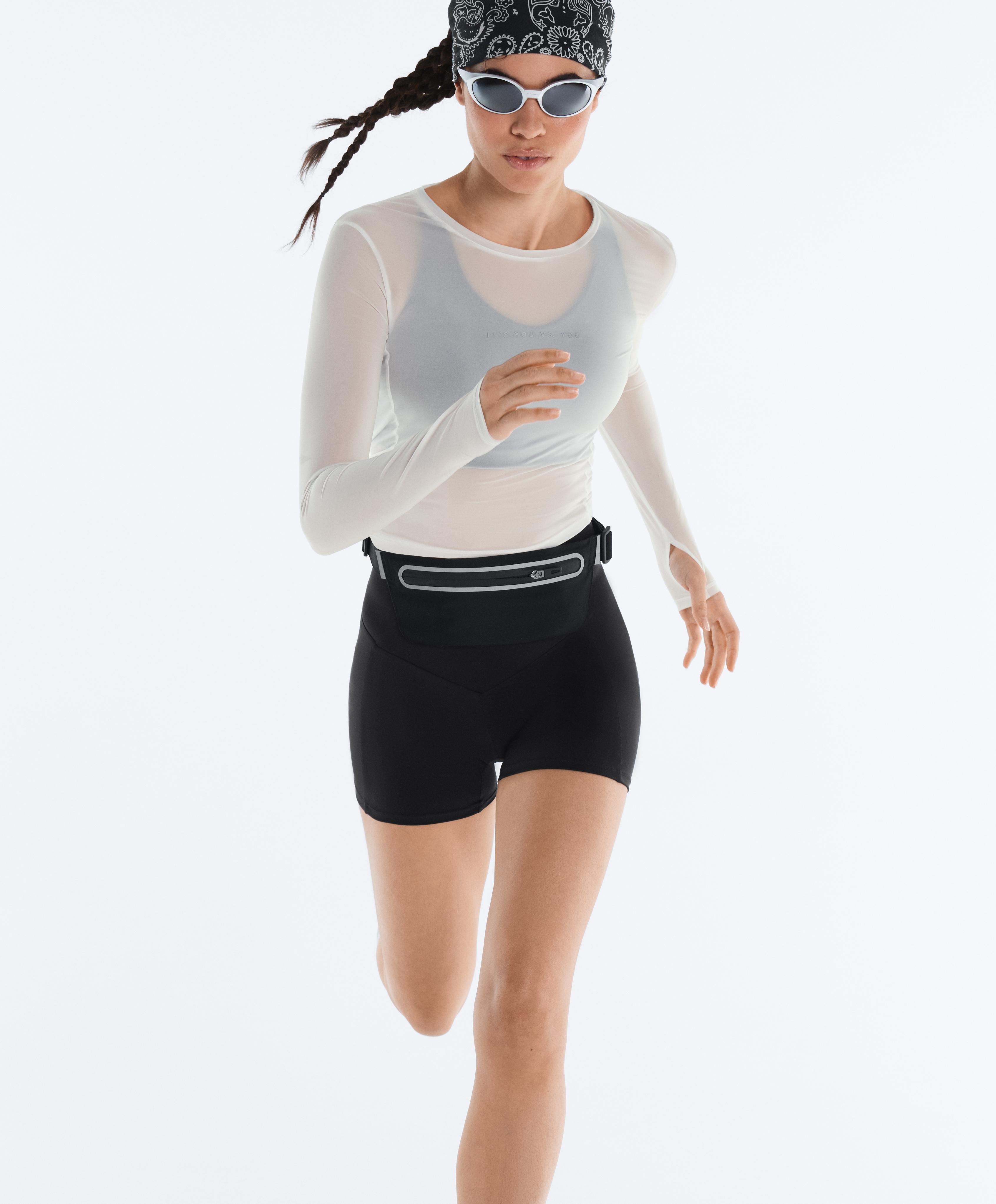 Long-sleeved technical T-shirt with text — WHITE 