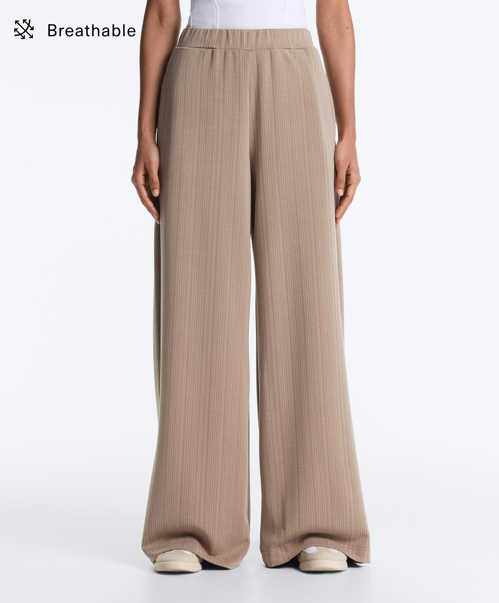 بنطلون مستقيم بخط غير متماثل من المودال - تنزيلات