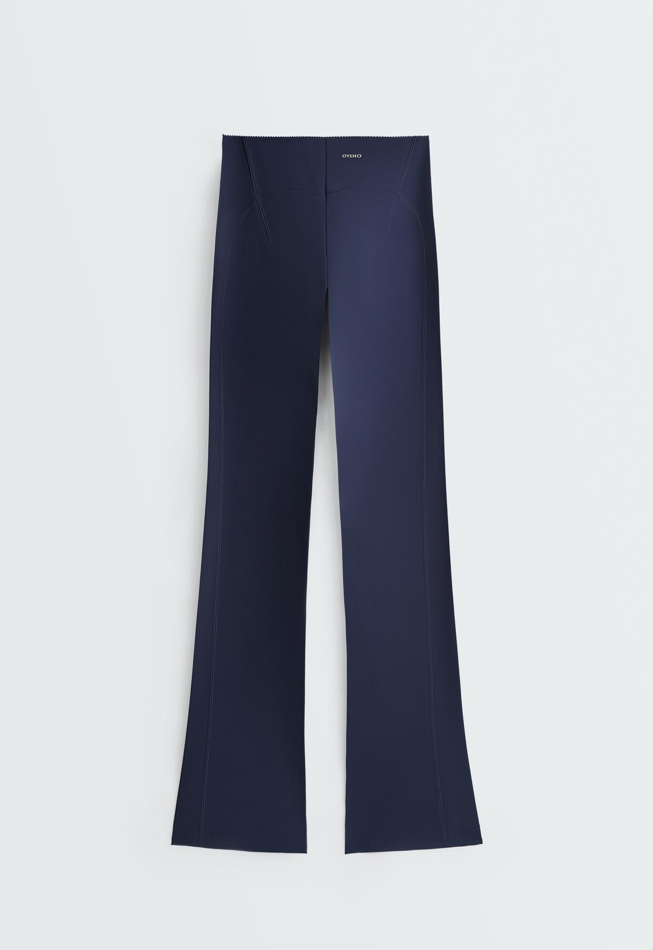 High-rise Compressive Raise Up flare trousers — NAVY BLUE