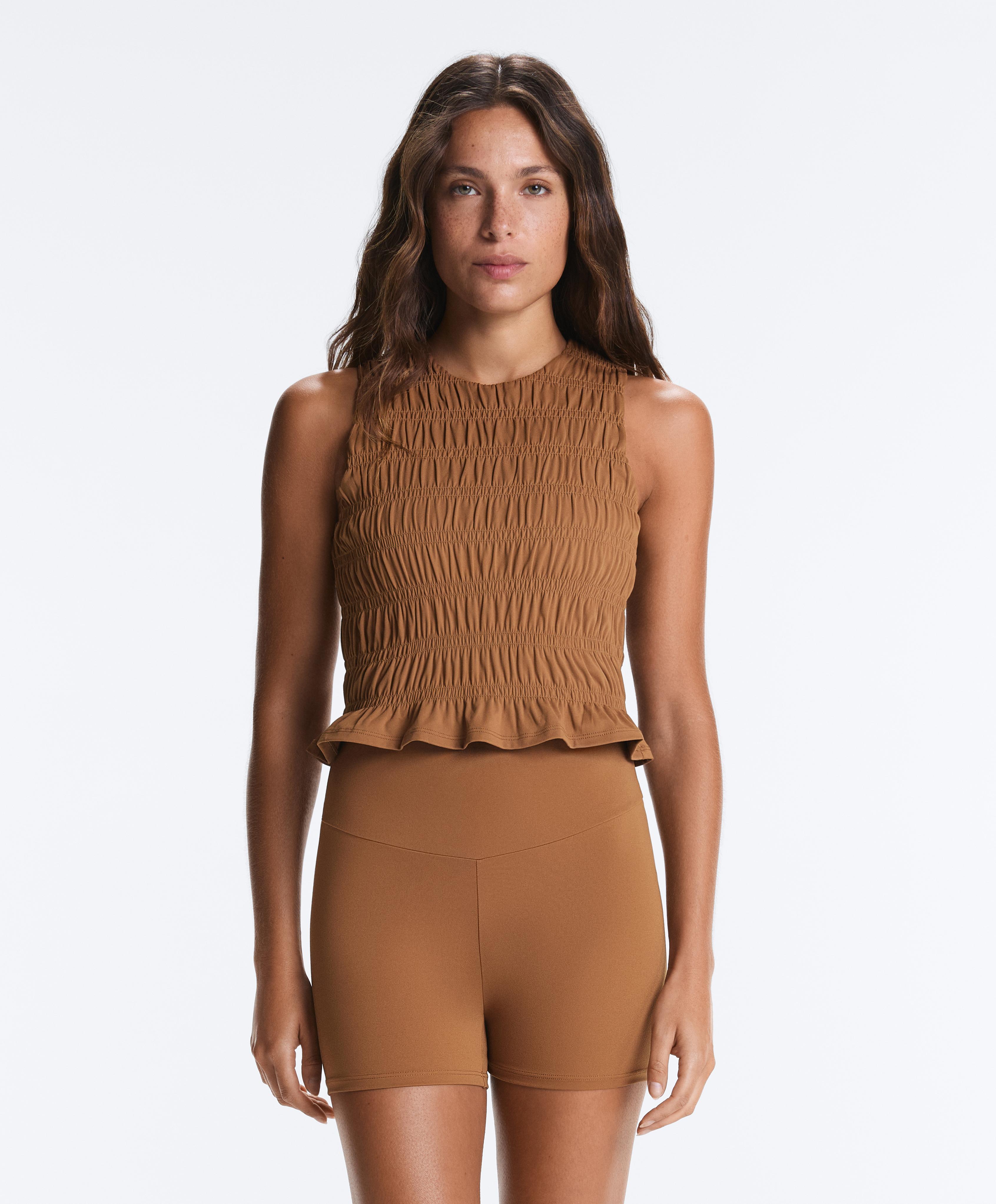 Comfortlux smock sleeveless T-shirt — TOFFEE
